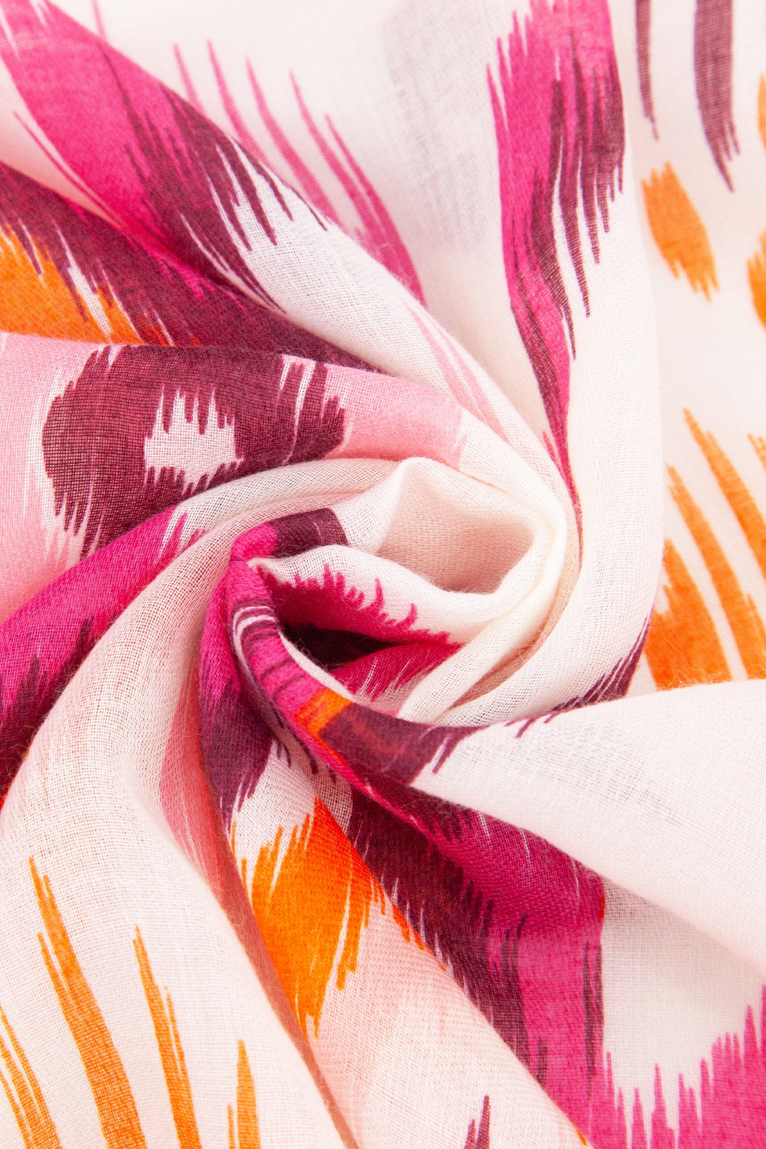 Ikat-Print-Lightweight-Scarf-in-Red-Closeup