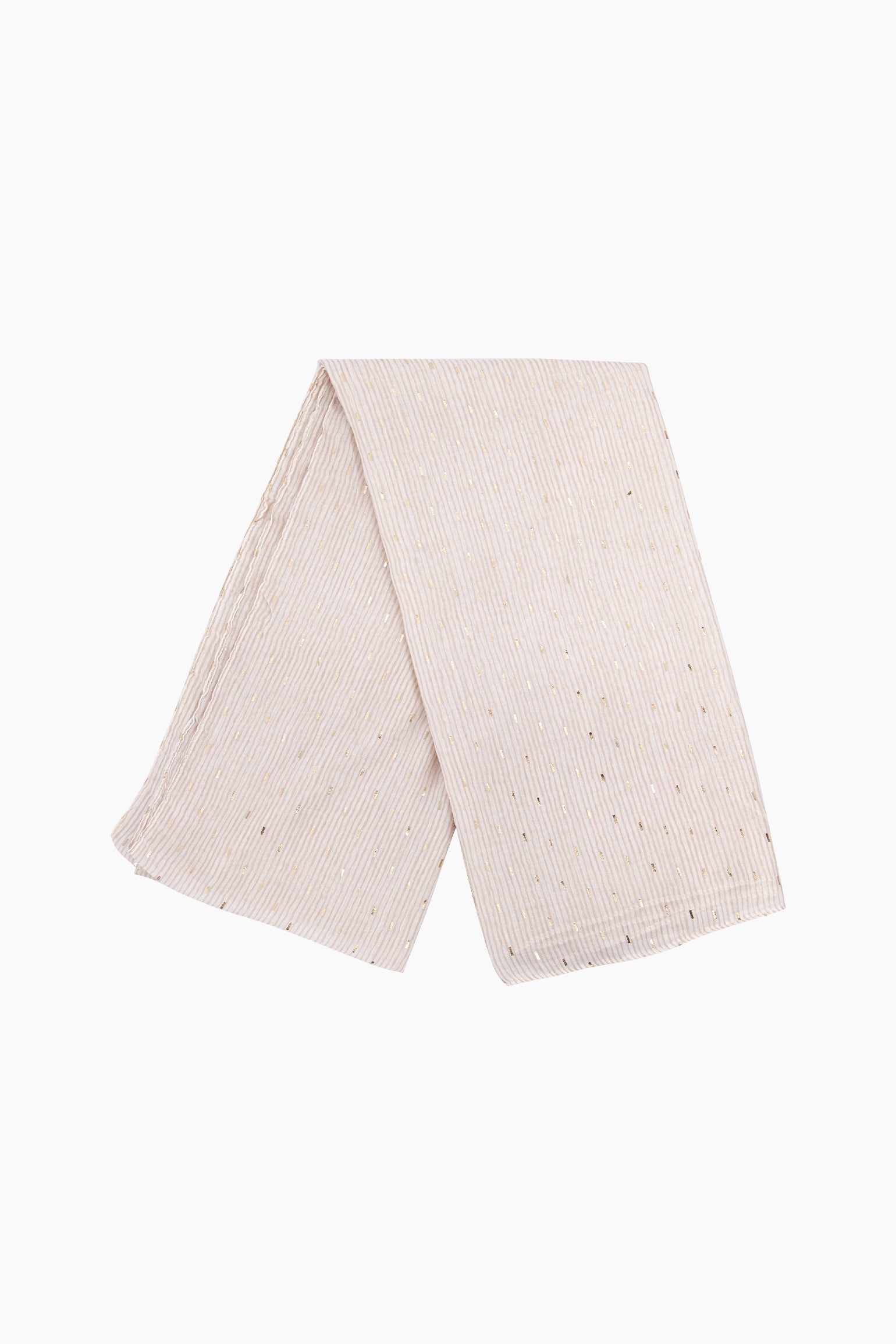 Gold-Matchstick-Print-Lightweight-Scarf-in-Cream-Folded