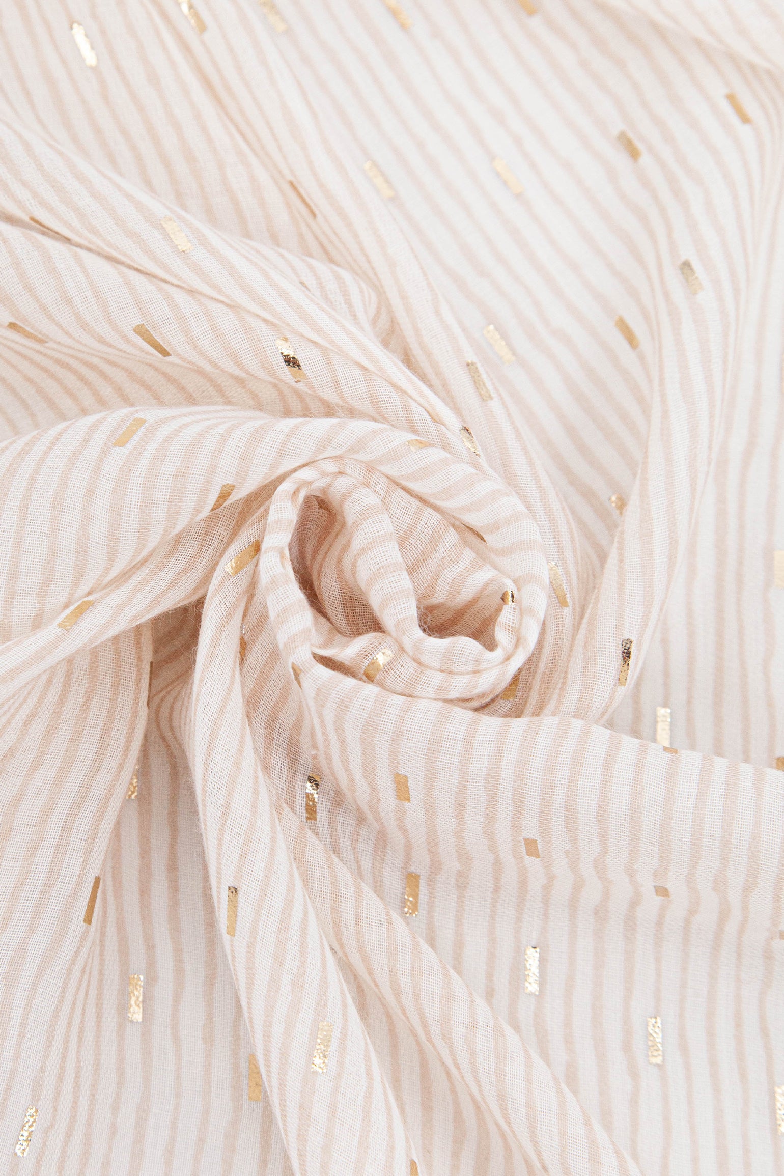 Gold-Matchstick-Print-Lightweight-Scarf-in-Cream-Closeup