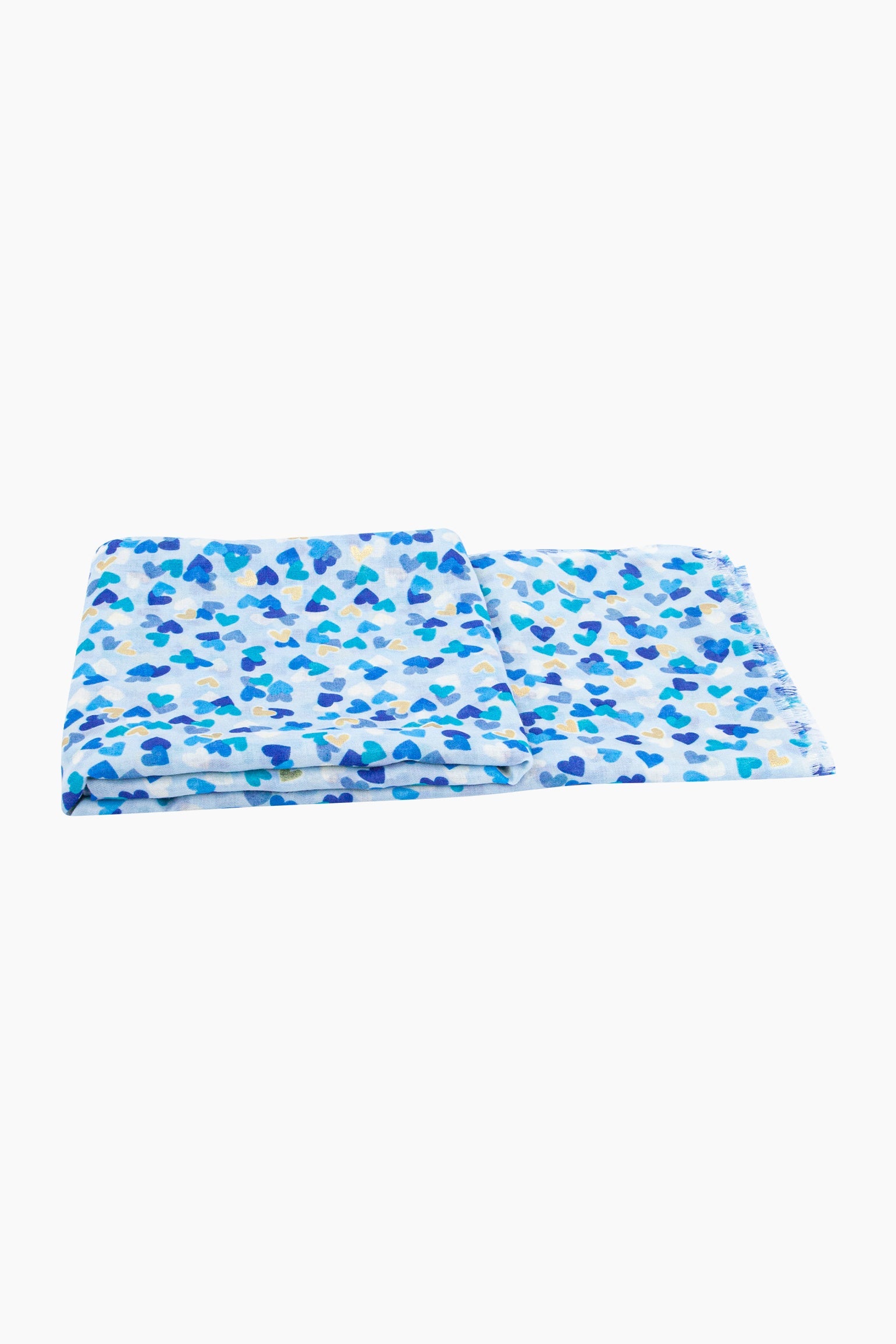 Heart-Print-Lightweight-Scarf-in-Blue-Folded-Flat
