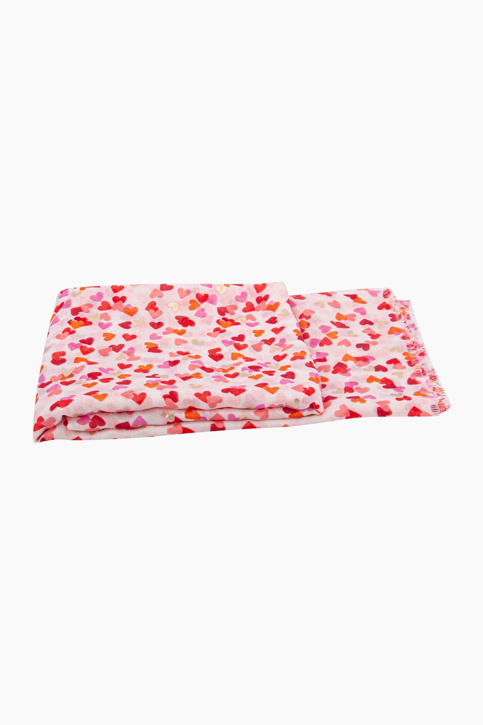 Heart-Print-Lightweight-Scarf-in-Red-Folded-Flat