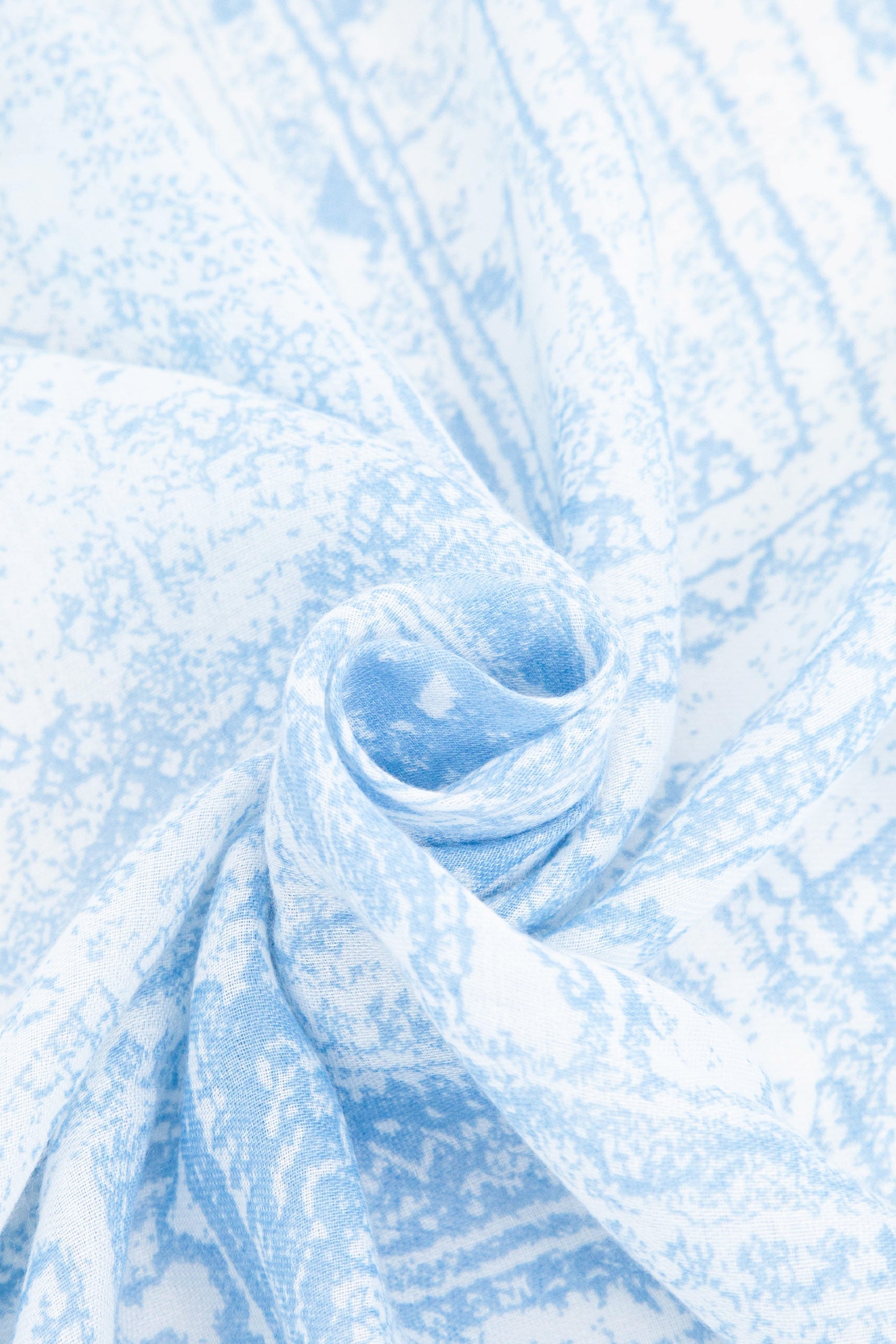 Mediterranean-Tile-Print-Lightweight-Scarf-in-Blue-Closeup