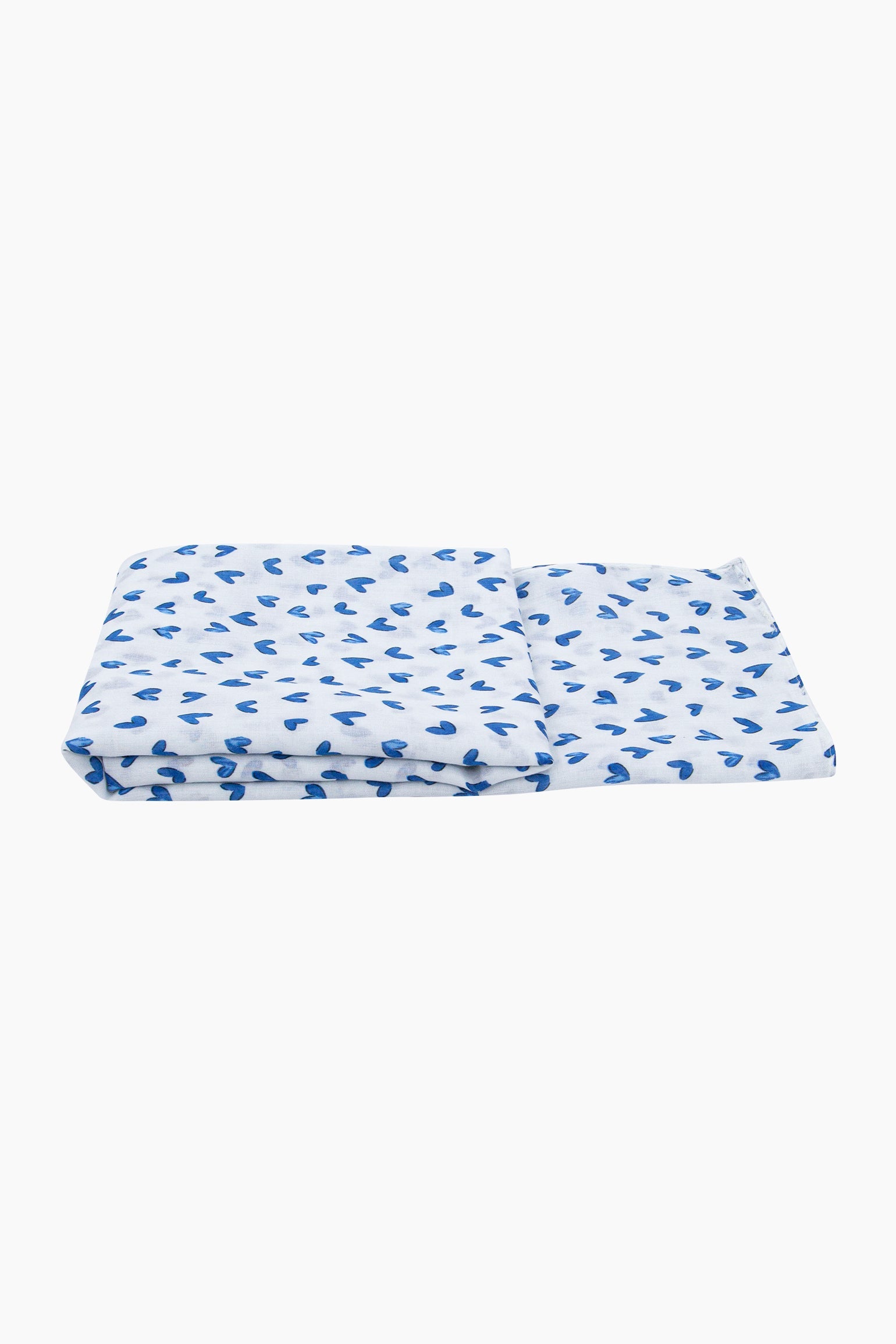 Heart-Print-Lightweight-Scarf-in-White/Blue-Folded-Flat