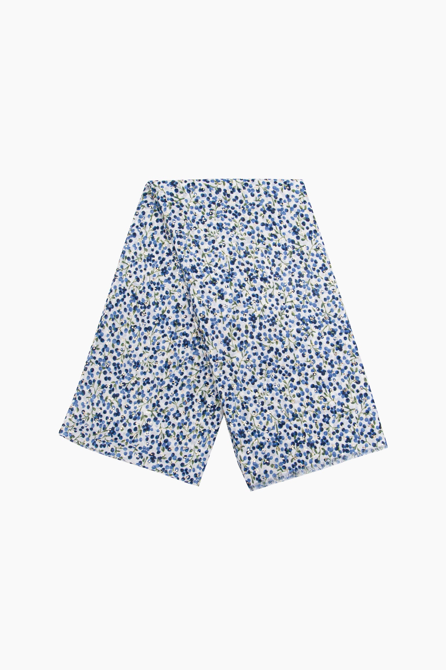 Ditsy-Floral-Print-Lightweight-Scarf-in-Navy-Blue-Folded