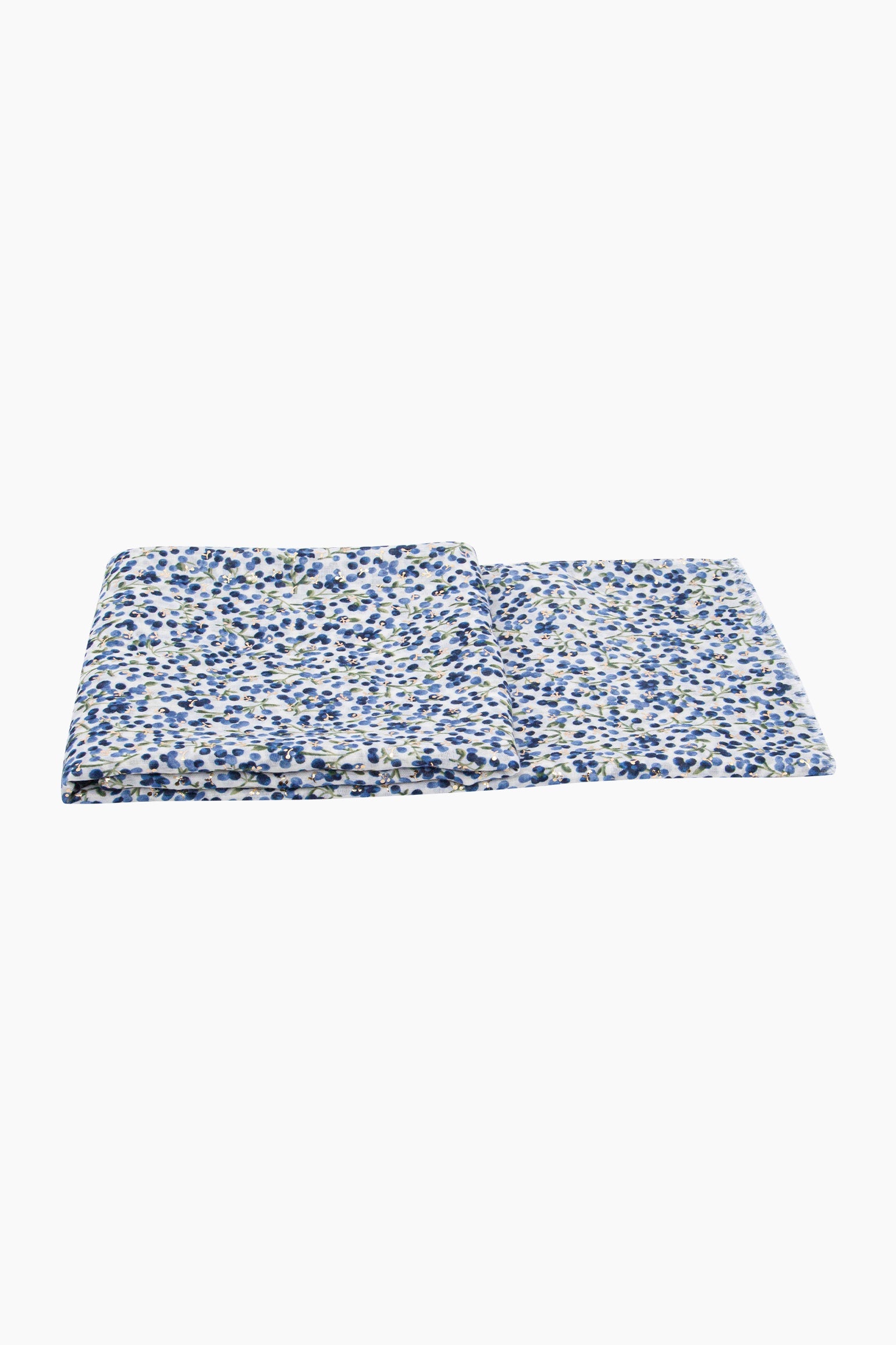 Ditsy-Floral-Print-Lightweight-Scarf-in-Navy-Blue-Folded-Flat