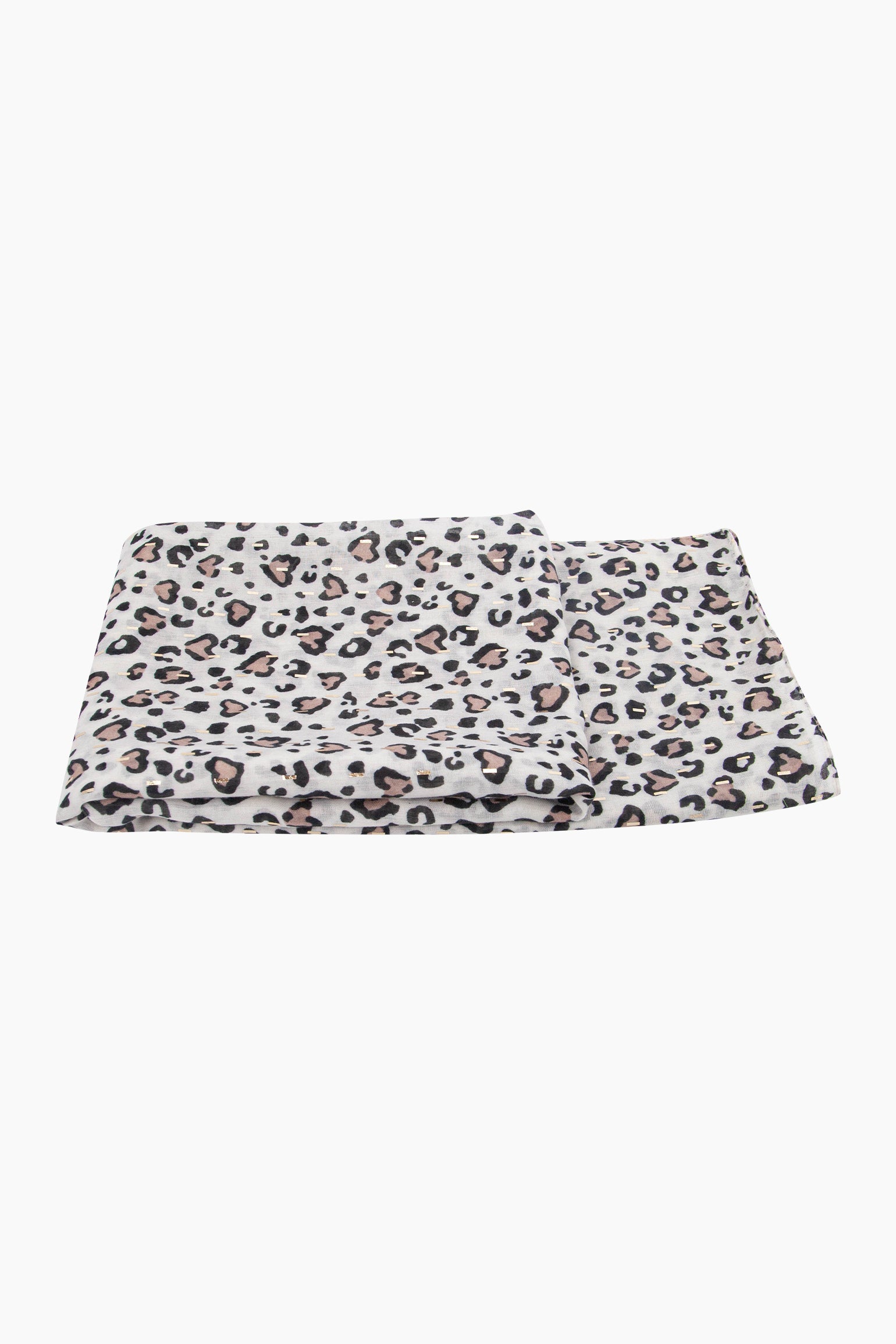 Heart-Print-Lightweight-Scarf-in-Black-Folded-Flat