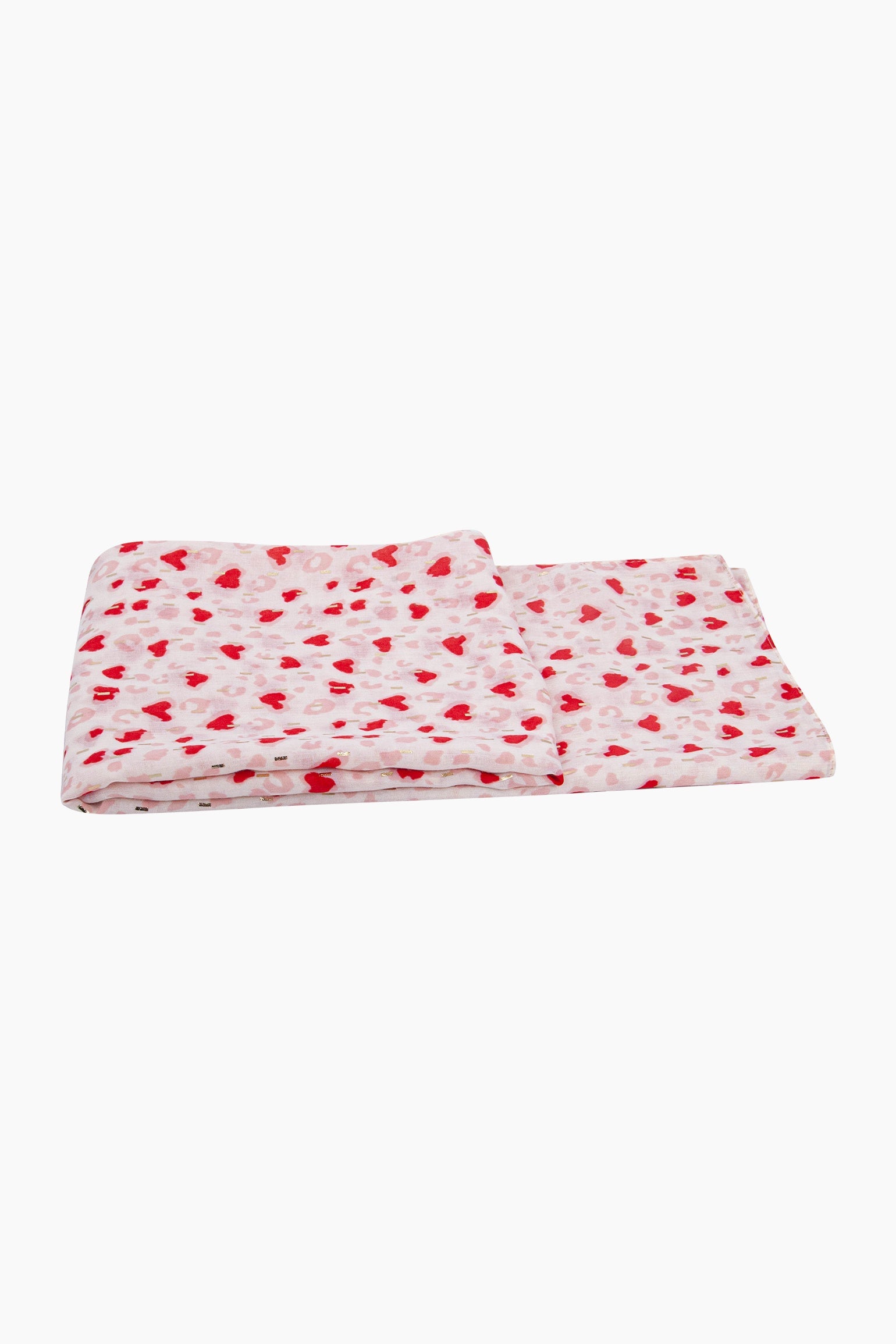Heart-Print-Lightweight-Scarf-in-Red-Folded-Flat