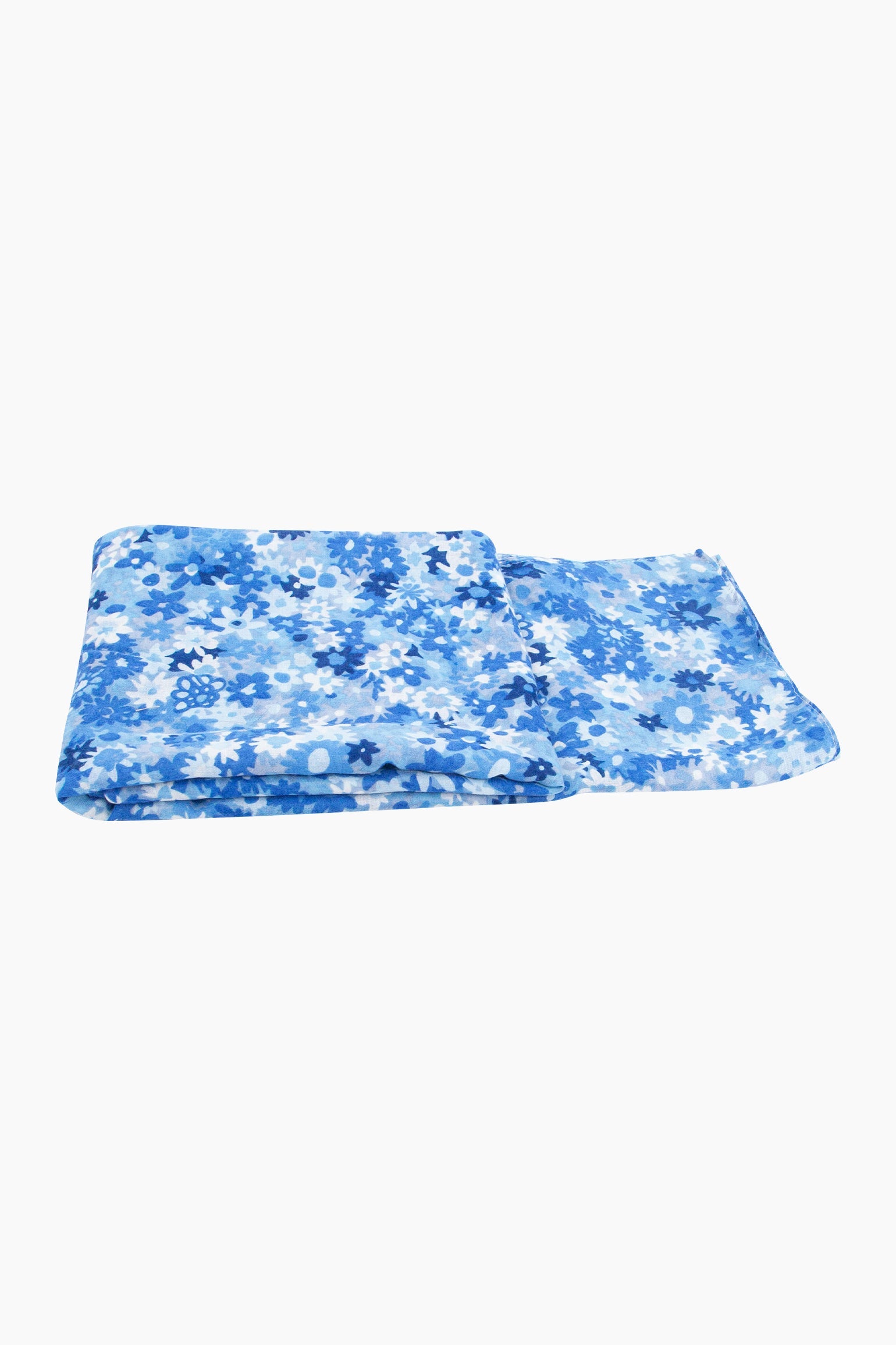 Clustered-Floral-Print-Lightweight-Scarf-in-Blue-Folded-Flat