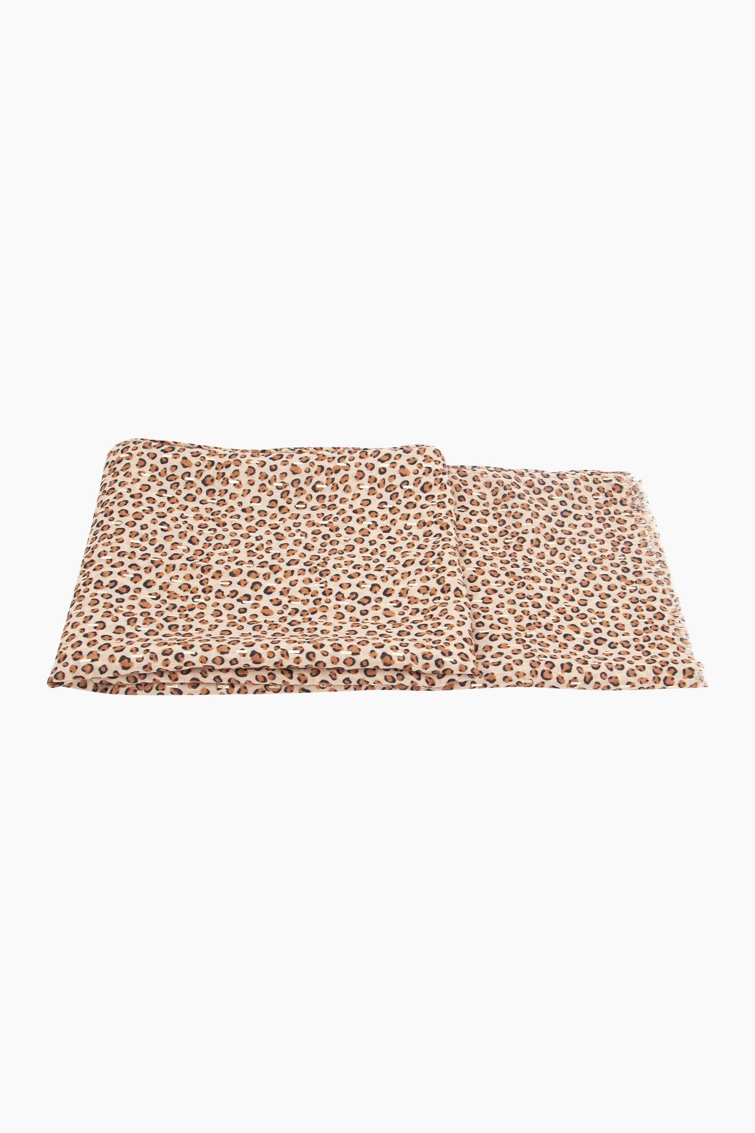 Leopard-Print-Lightweight-Scarf-in-Tan-Folded-Flat
