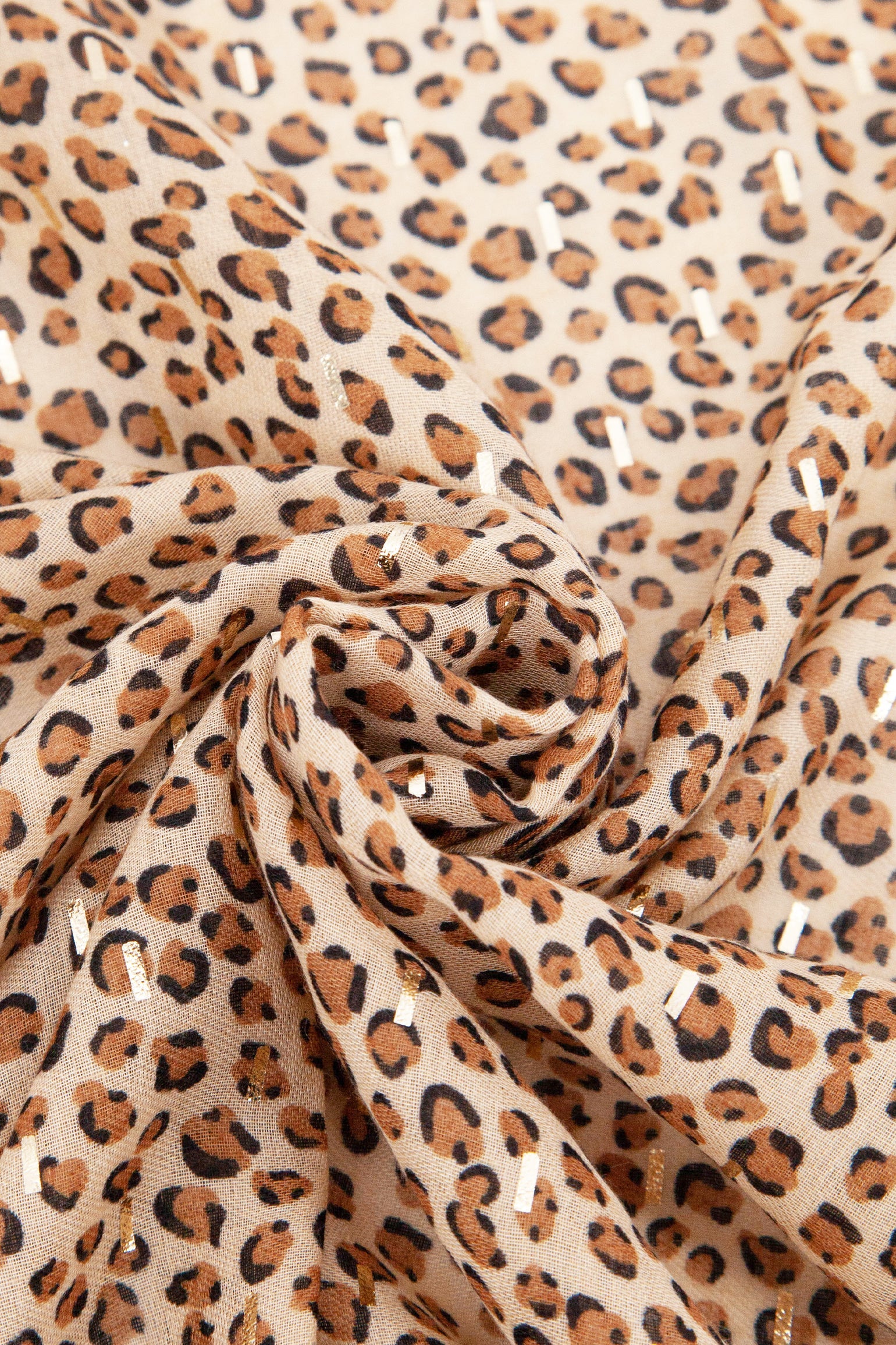 Leopard-Print-Lightweight-Scarf-in-Tan-Closeup