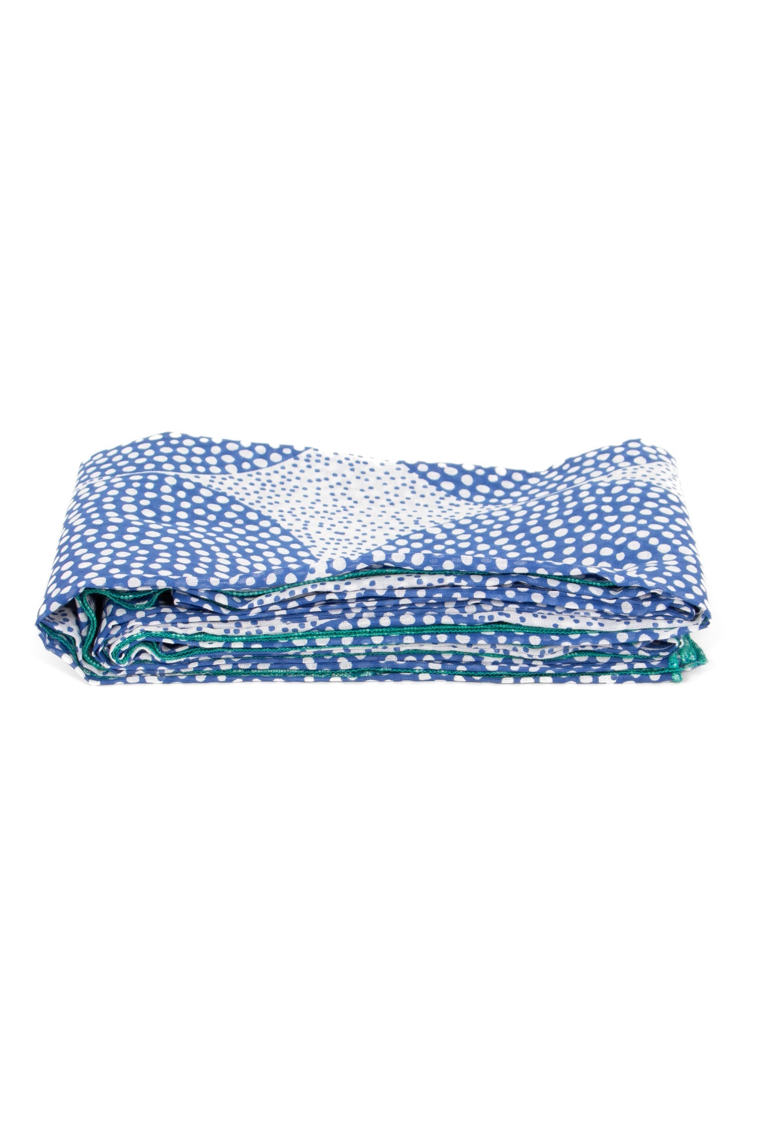 camille-lightweight-cotton-scarf-blue-polka-dot-circles-folded-summer-weight