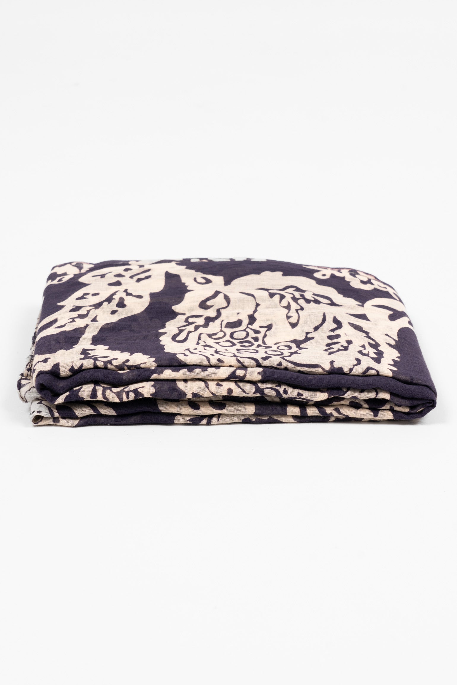 Bodhi Lightweight Cotton Scarf - Navy Blue, Floral Print