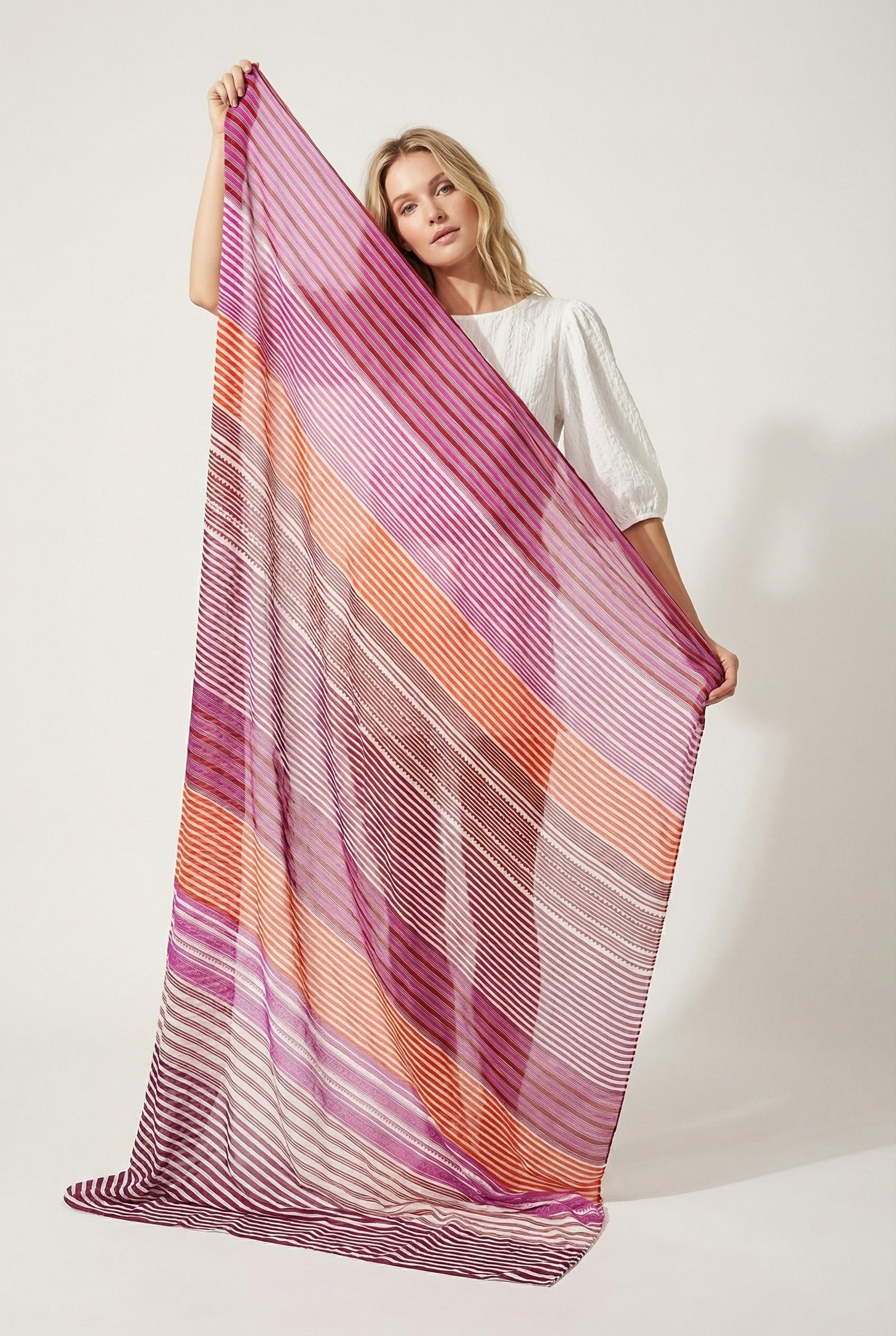 Pink-striped-cotton-scarf
