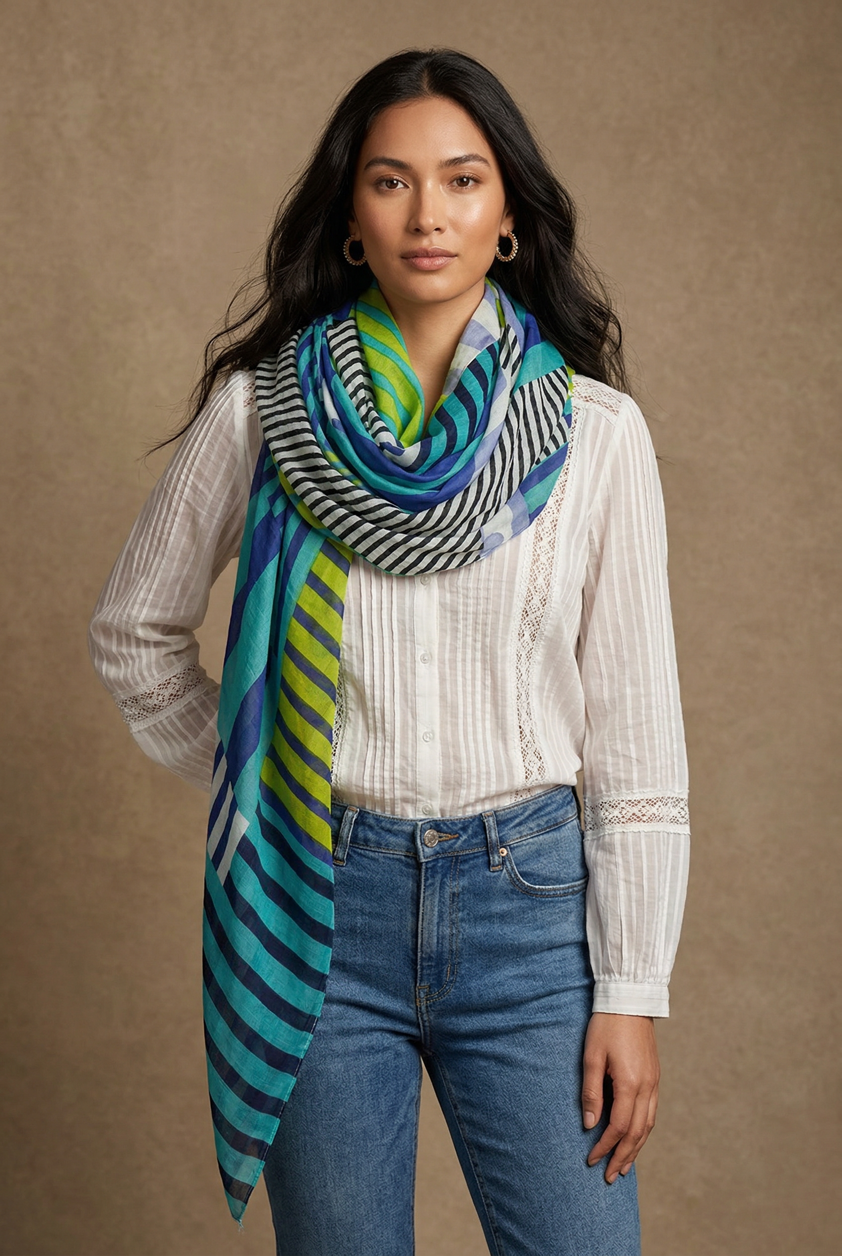 Blue-block-stripe-cotton-scarf