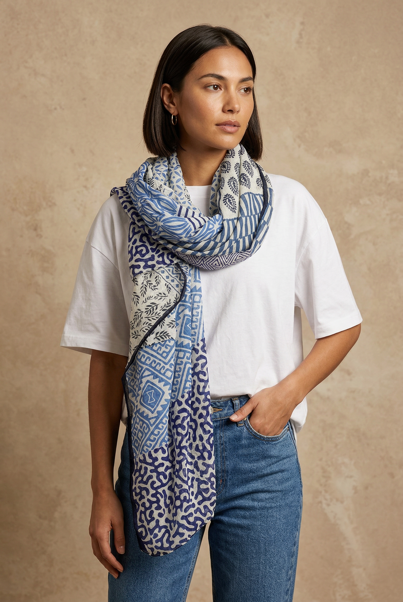 Blue-mixed-print-cotton-scarf