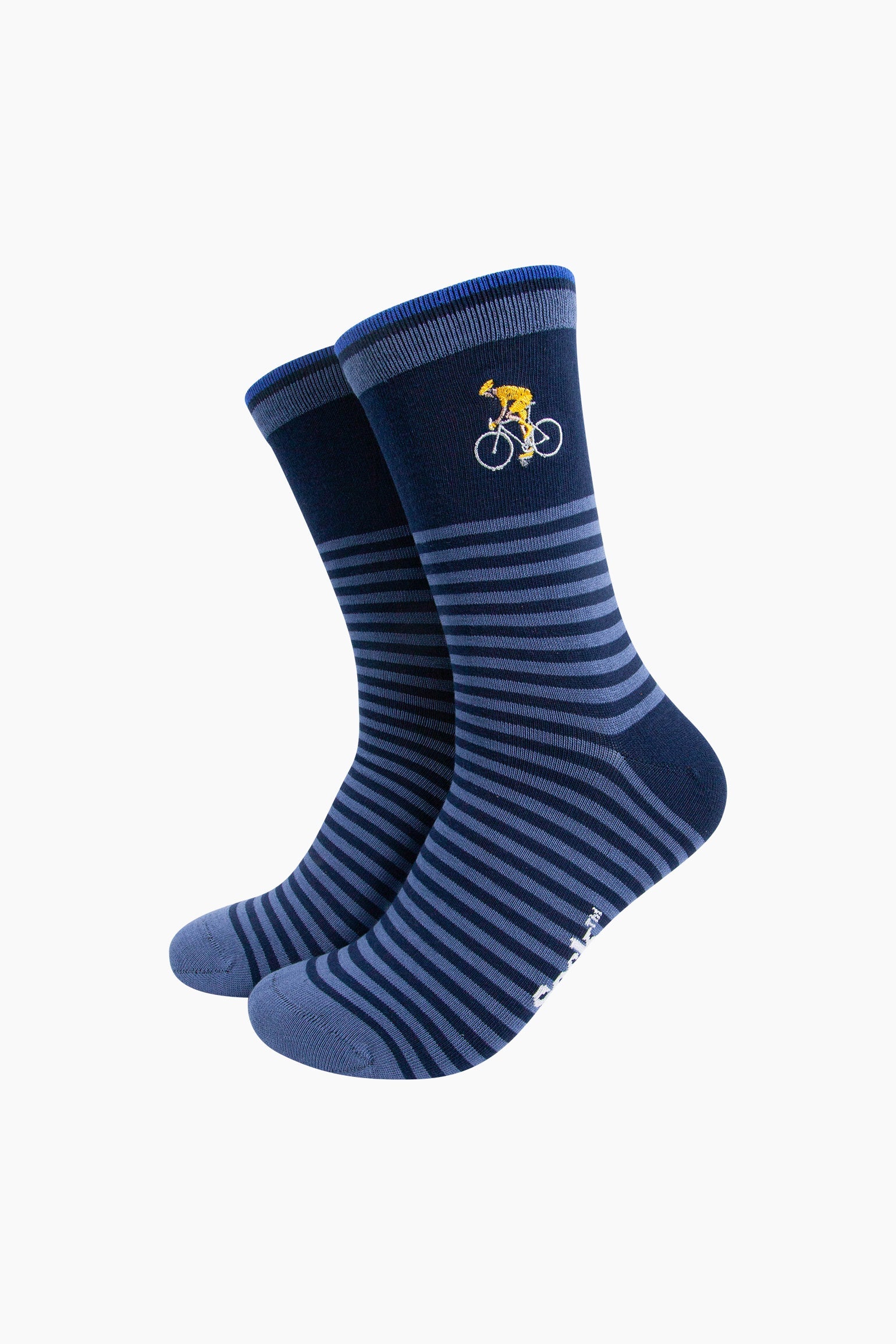 Embroidered-Cyclist-Striped-Combed-Cotton-Socks-in-Blue-Mannequin