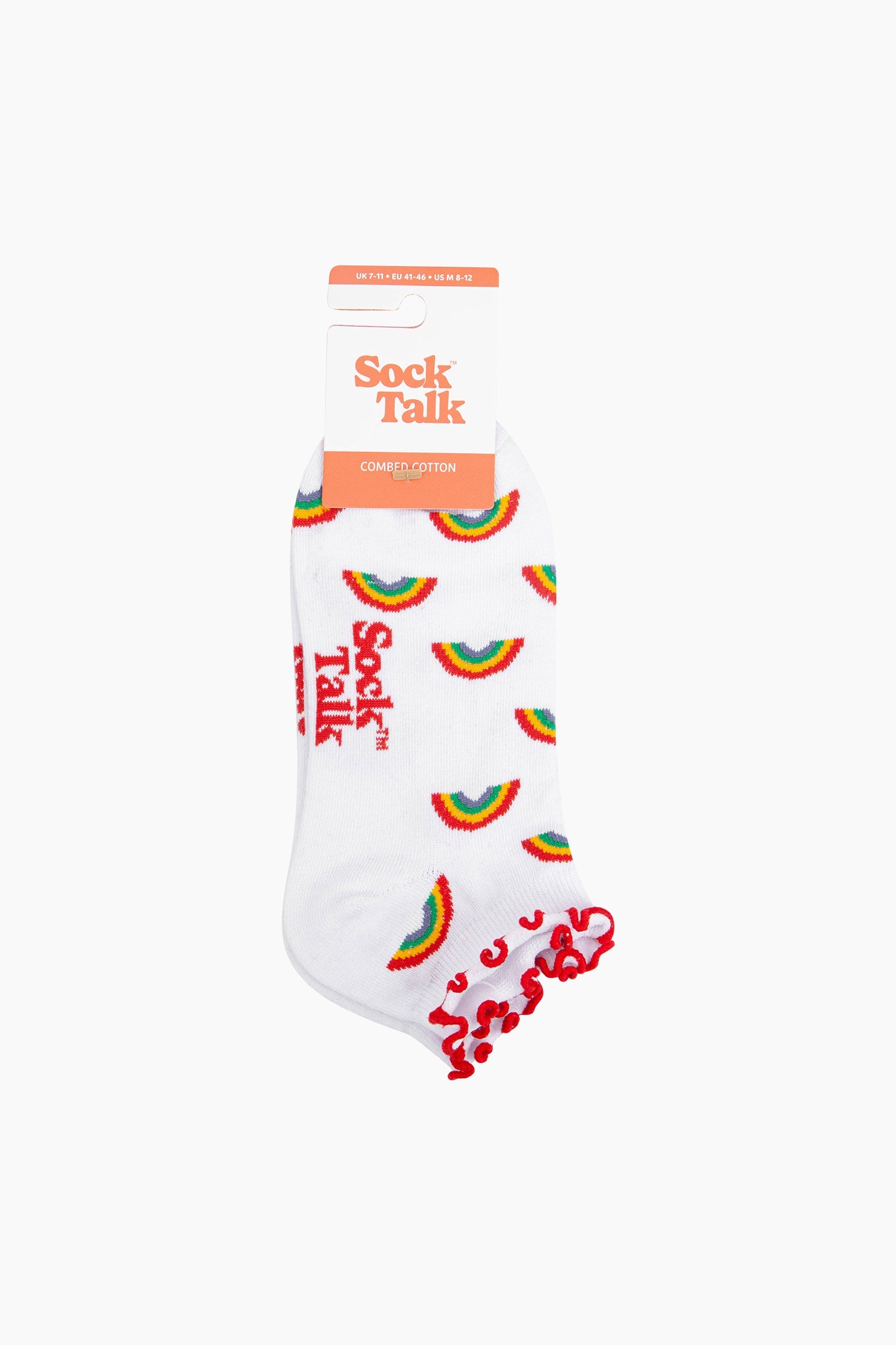 Rainbow-Frilled-Cuff-Combed-Cotton-Trainer-Socks-in-White-In-Packaging