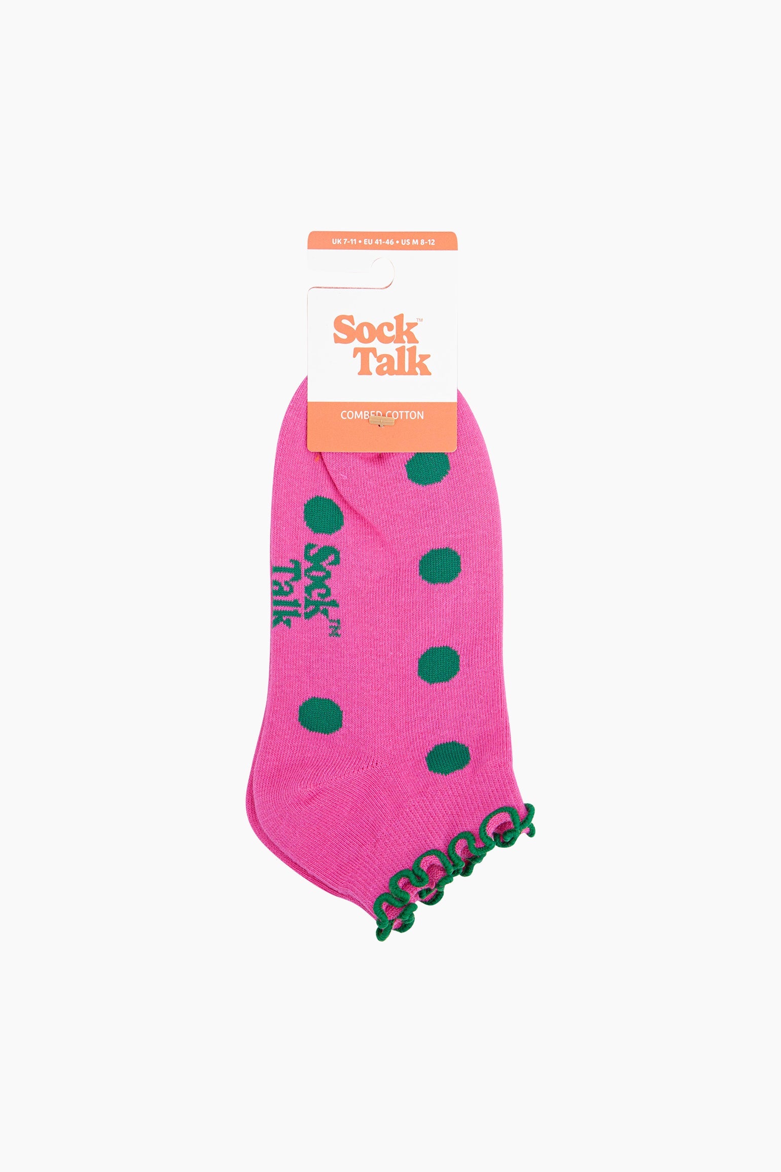 Spotted-Frilled-Cuff-Combed-Cotton-Trainer-Socks-in-Pink-In-Packaging