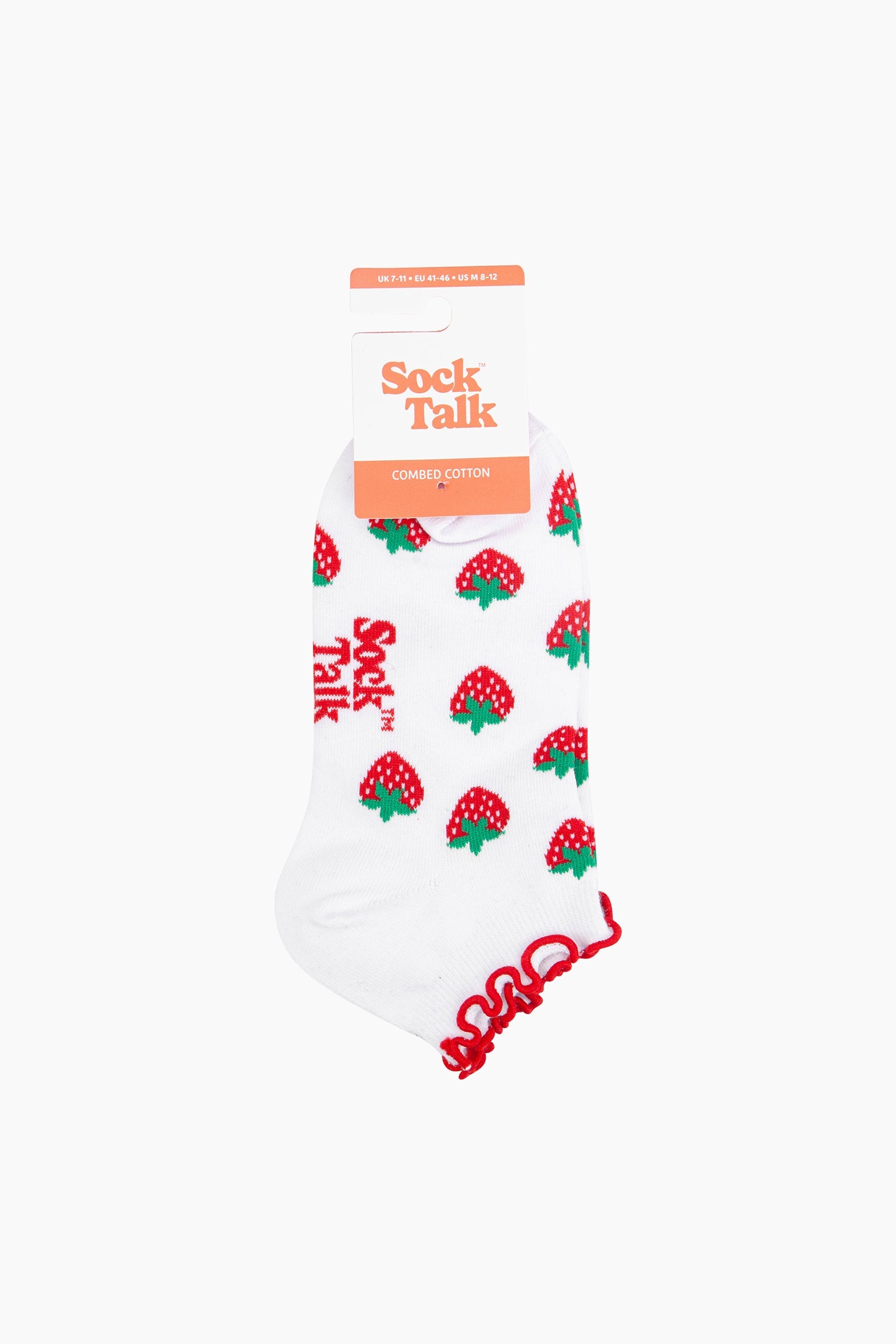 Strawberry-Frilled-Cuff-Combed-Cotton-Trainer-Socks-in-White-In-Packaging