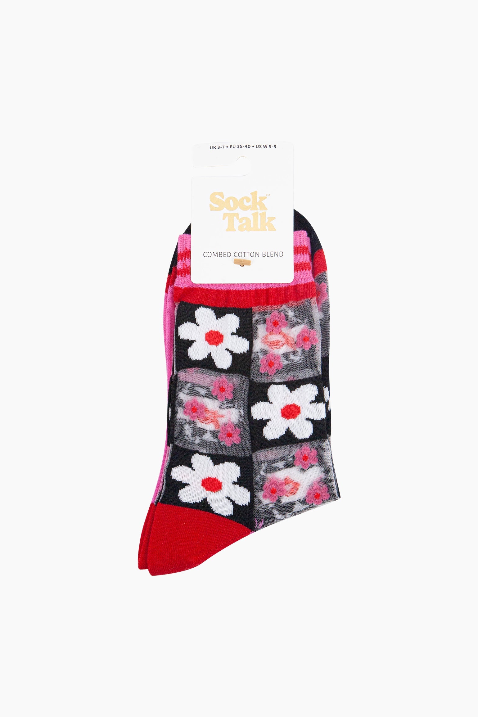 Daisy-Checkerboard-Combed-Cotton-Sheer-Pop-Socks-in-Pink-In-Packaging