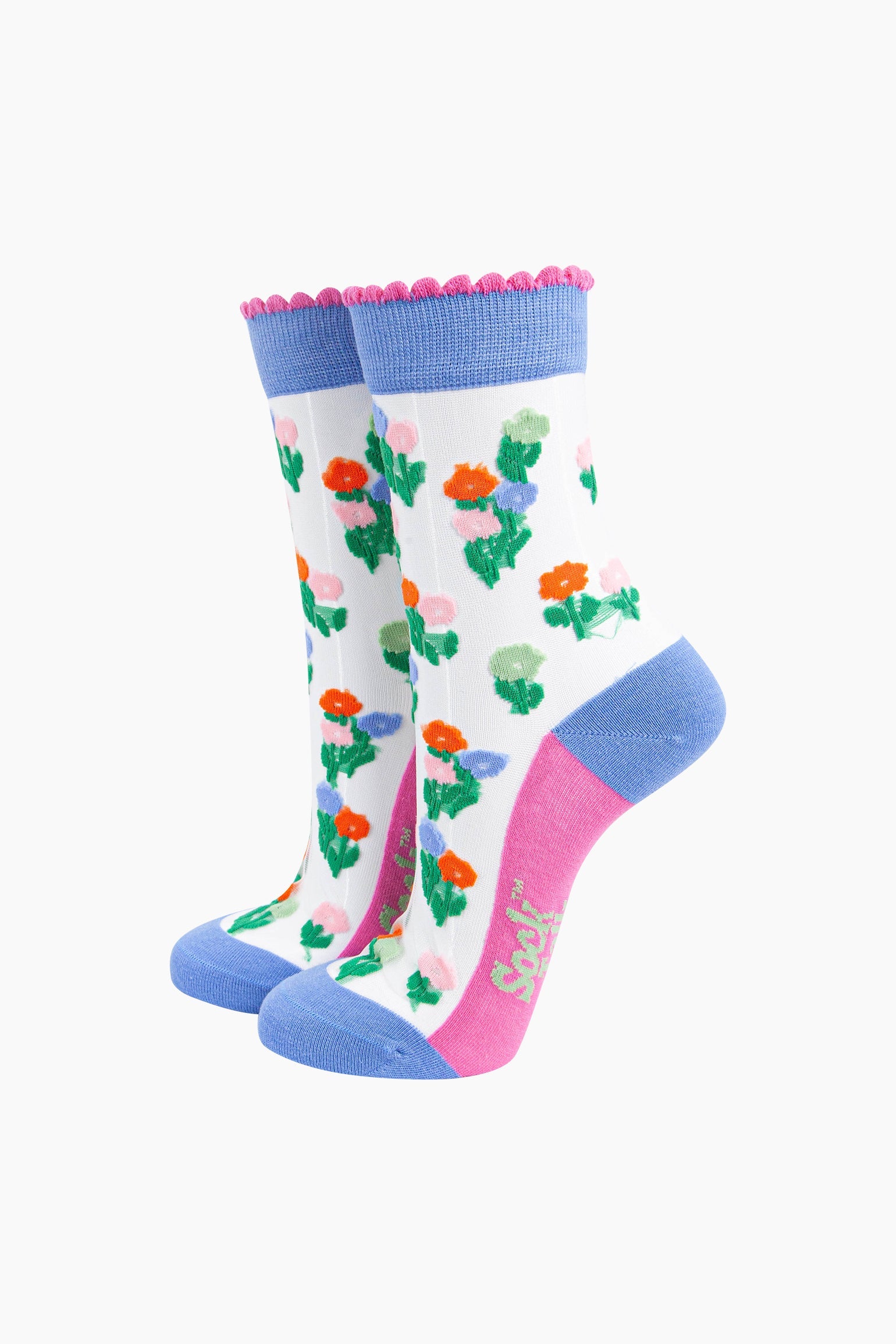 Floral-Posy-Combed-Cotton-Sheer-Pop-Socks-in-Blue-Mannequin