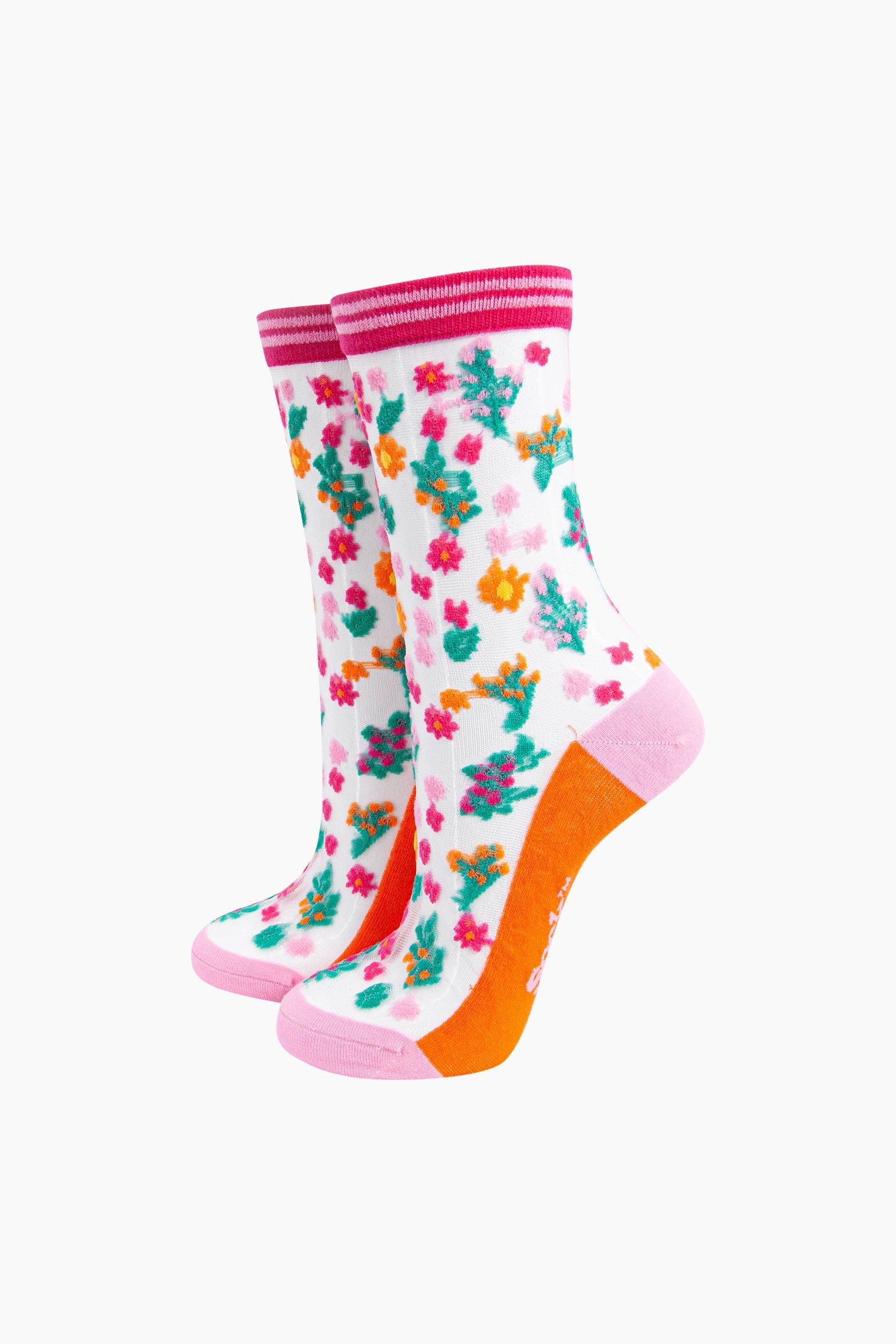 Ditsy-Floral-Combed-Cotton-Sheer-Pop-Socks-in-Orange-Mannequin
