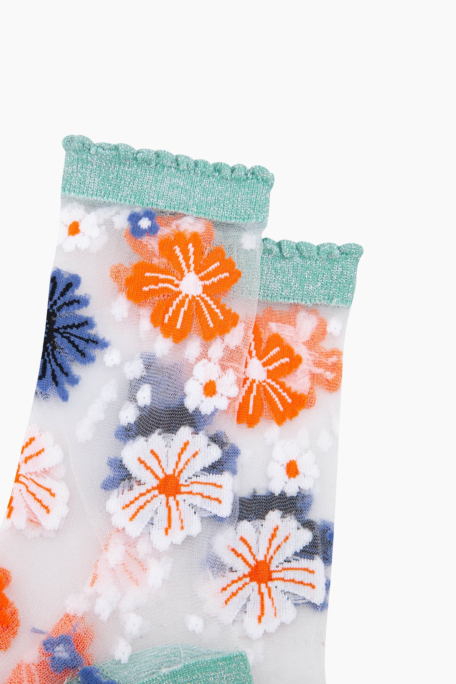 Bold-Floral-Combed-Cotton-Sheer-Pop-Socks-in-Sage-Green-Closeup