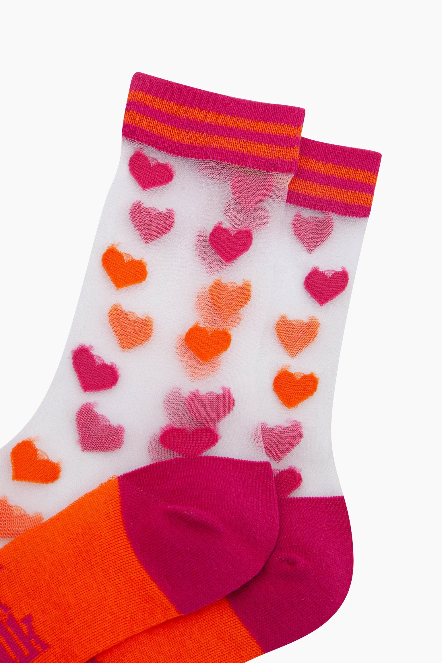 Love-Hearts-Combed-Cotton-Sheer-Pop-Socks-in-Orange/Pink-Closeup