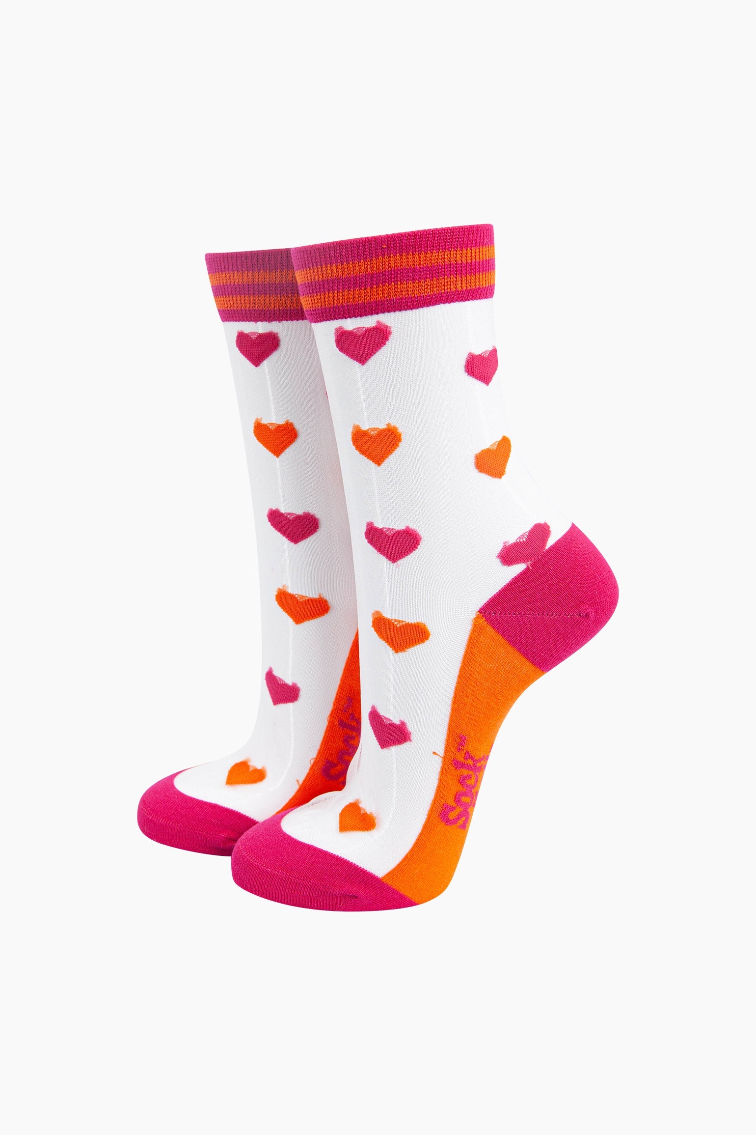 Love-Hearts-Combed-Cotton-Sheer-Pop-Socks-in-Orange/Pink-Mannequin