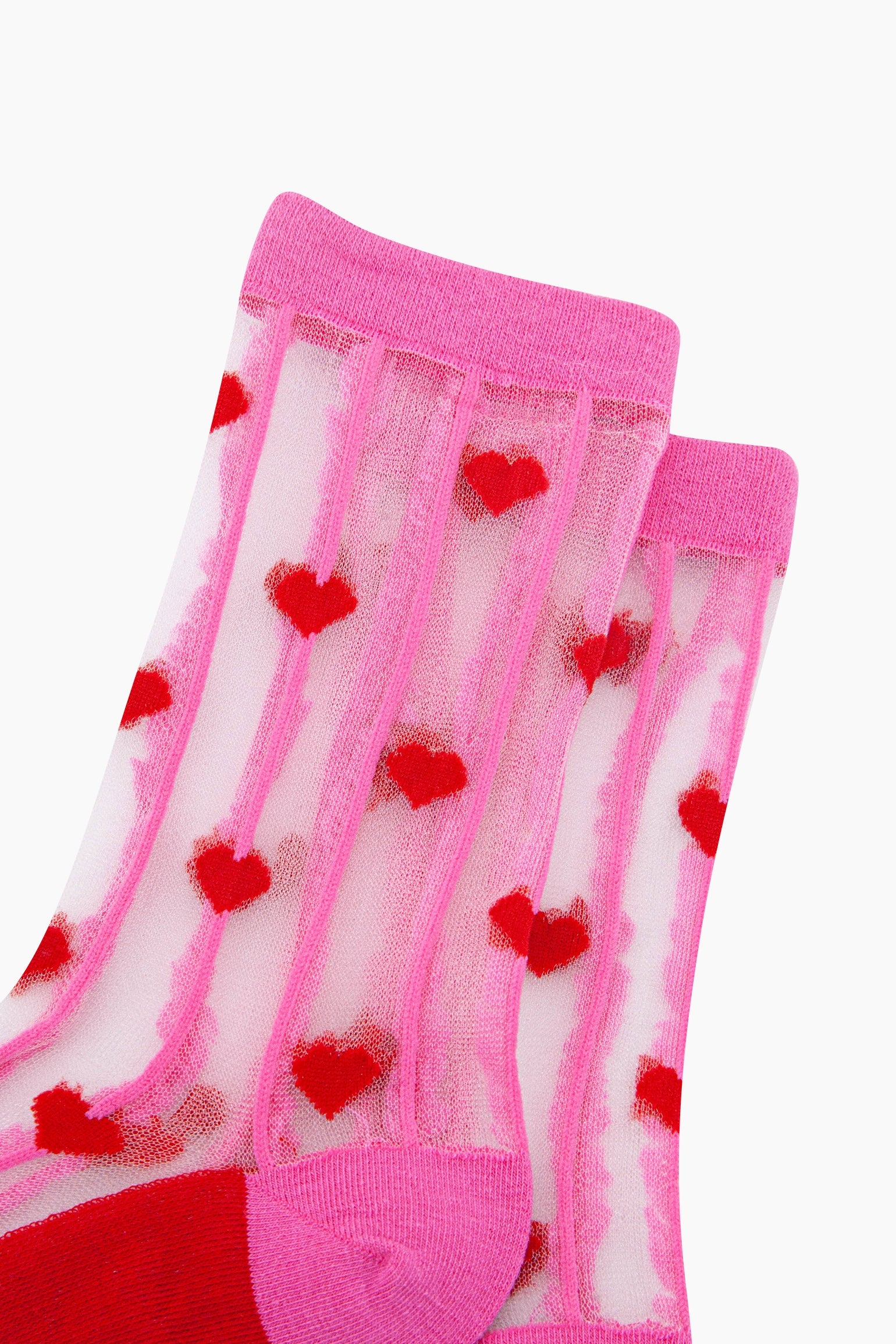 Hearts-Stripes-Combed-Cotton-Sheer-Pop-Socks-in-Pink/Red-Closeup