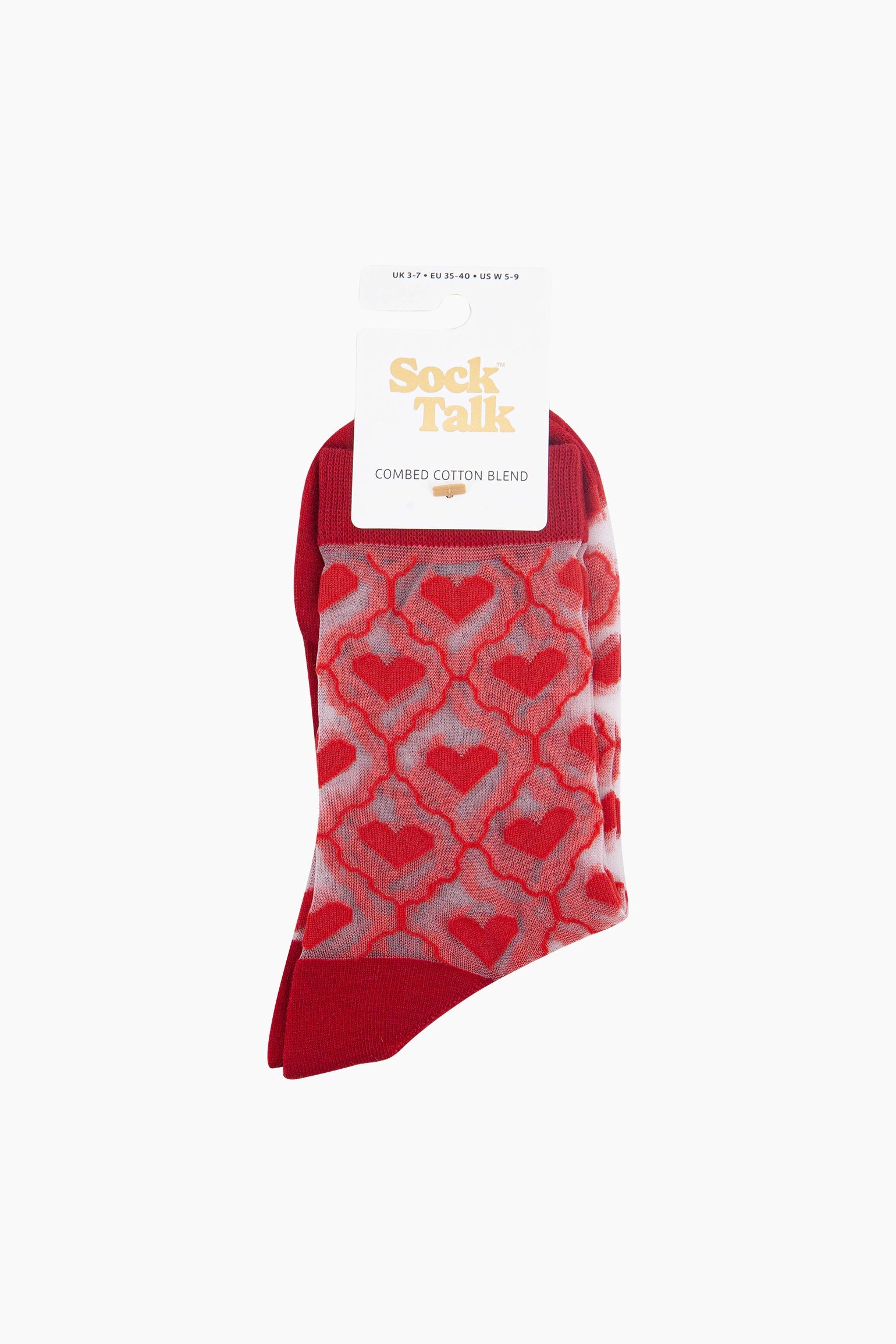 Heart-Ribbon-Combed-Cotton-Sheer-Pop-Socks-in-Red-In-Packaging