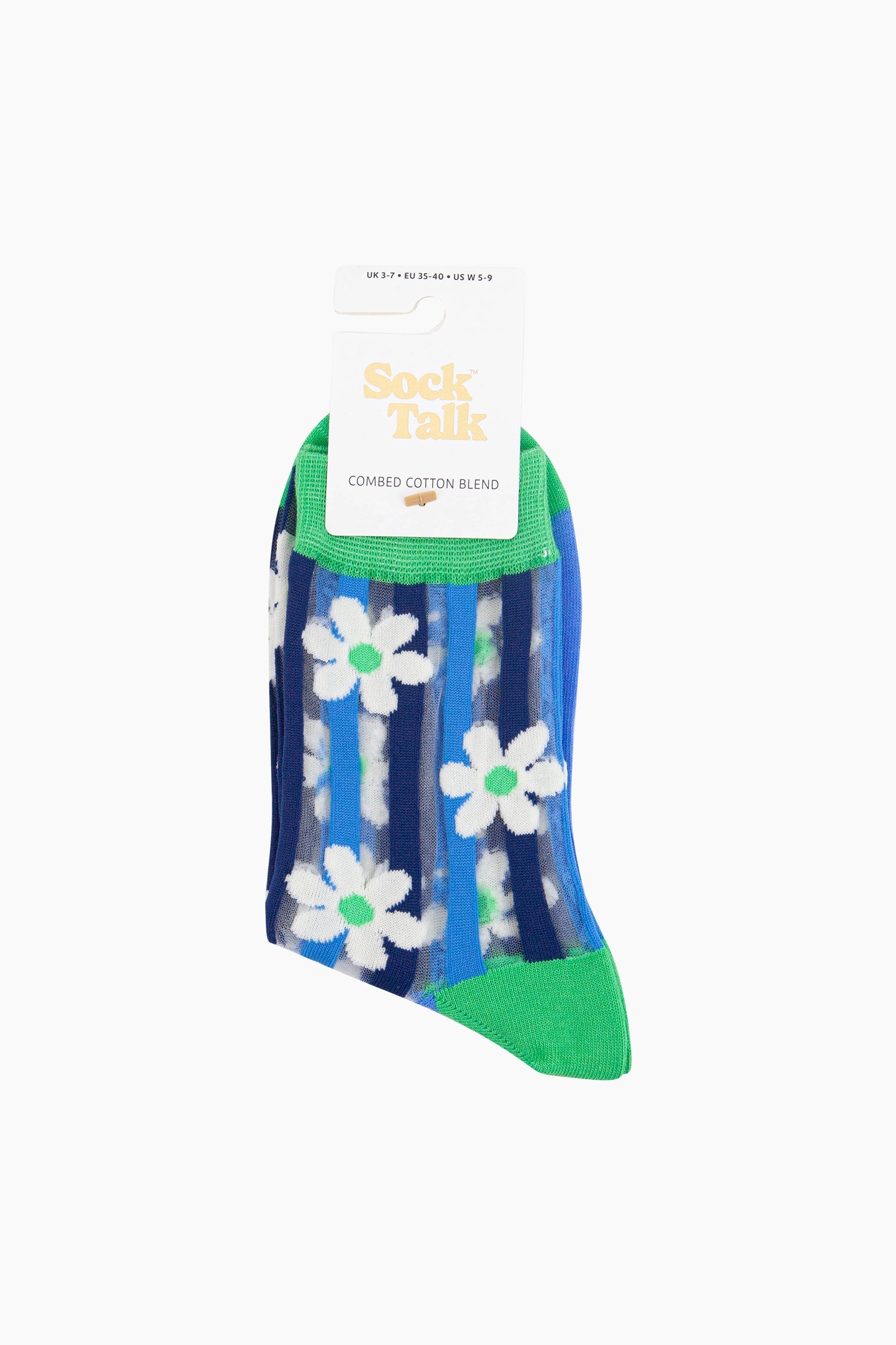 Daisy-Stripes-Combed-Cotton-Sheer-Pop-Socks-in-Green-In-Packaging
