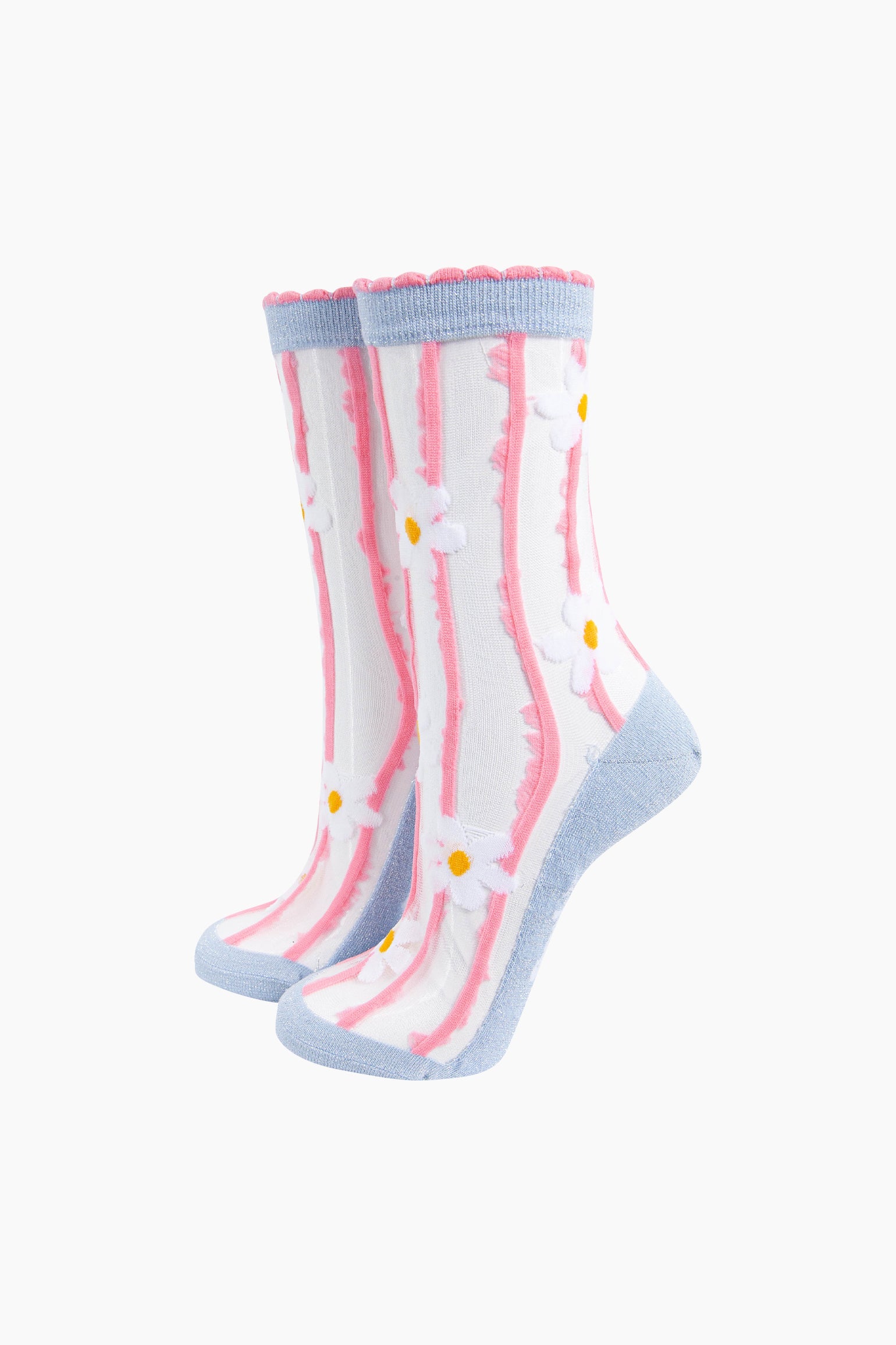 Daisy-Stripes-Combed-Cotton-Sheer-Pop-Socks-in-Blue/Pink-Mannequin