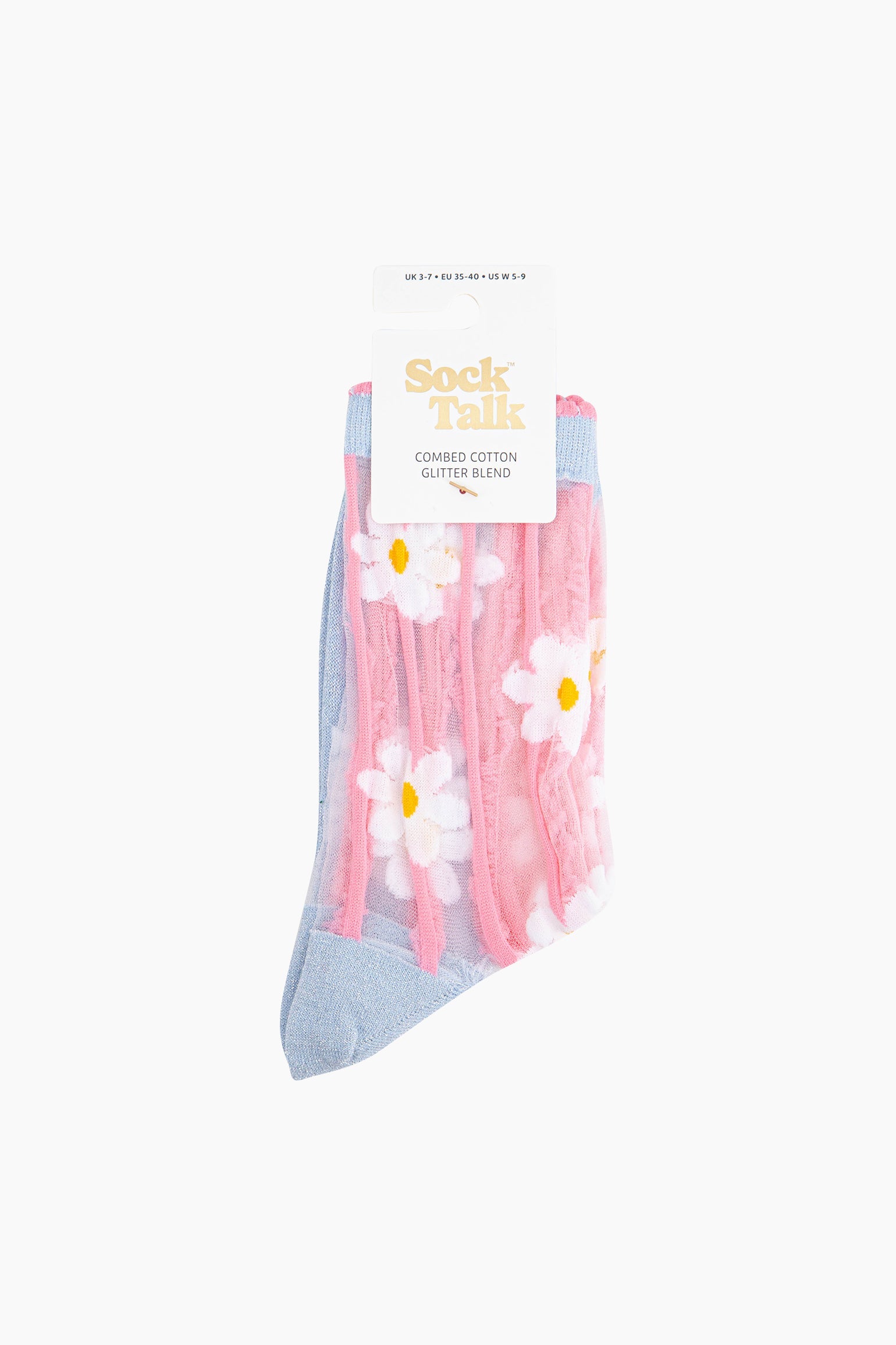 Daisy-Stripes-Combed-Cotton-Sheer-Pop-Socks-in-Blue/Pink-In-Packaging