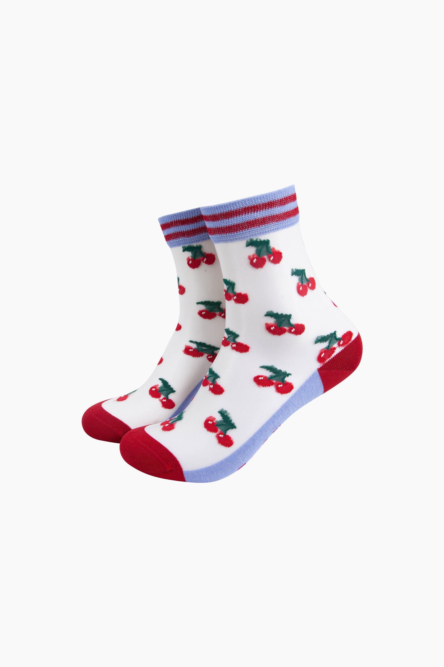 Cherry-Fruit-Combed-Cotton-Sheer-Pop-Socks-Mannequin
