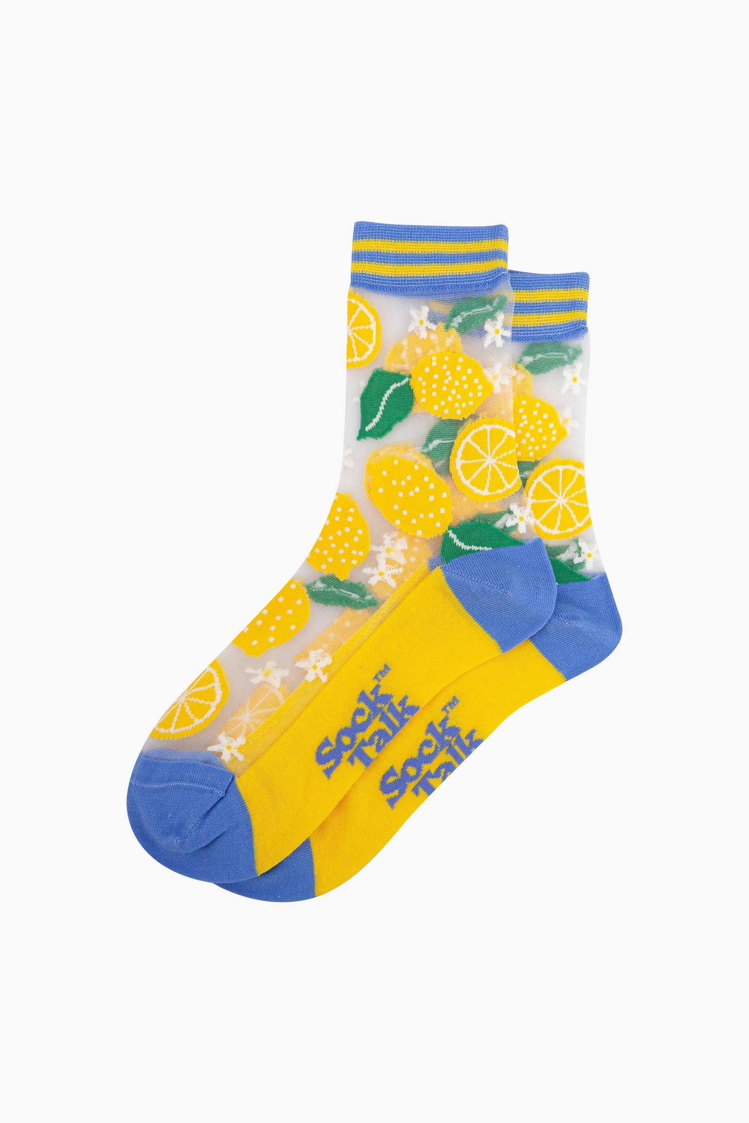 Lemons-Fruit-Combed-Cotton-Sheer-Pop-Socks-Lying-Flat