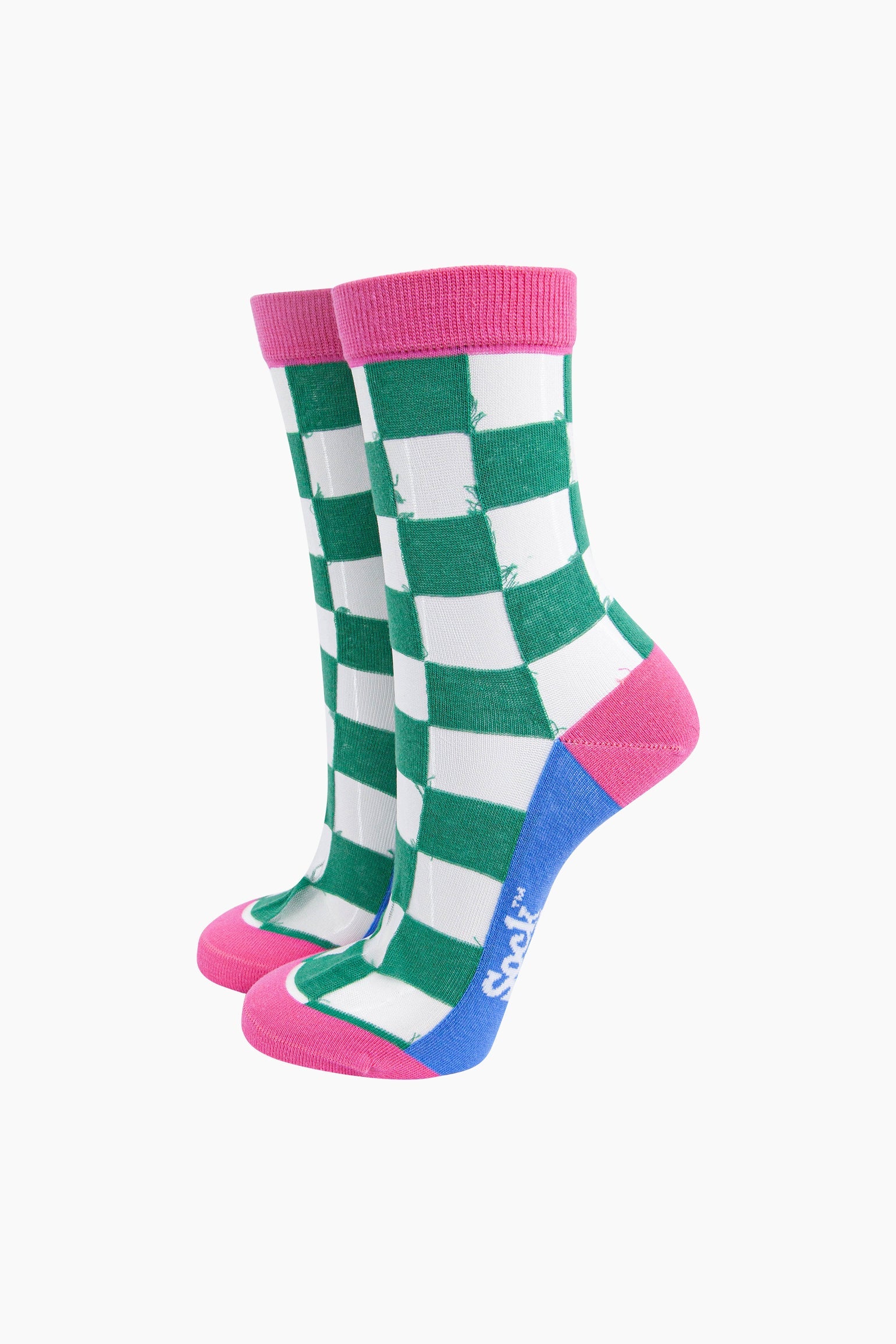 Square-Checkerboard-Combed-Cotton-Sheer-Pop-Socks-in-Green-Mannequin