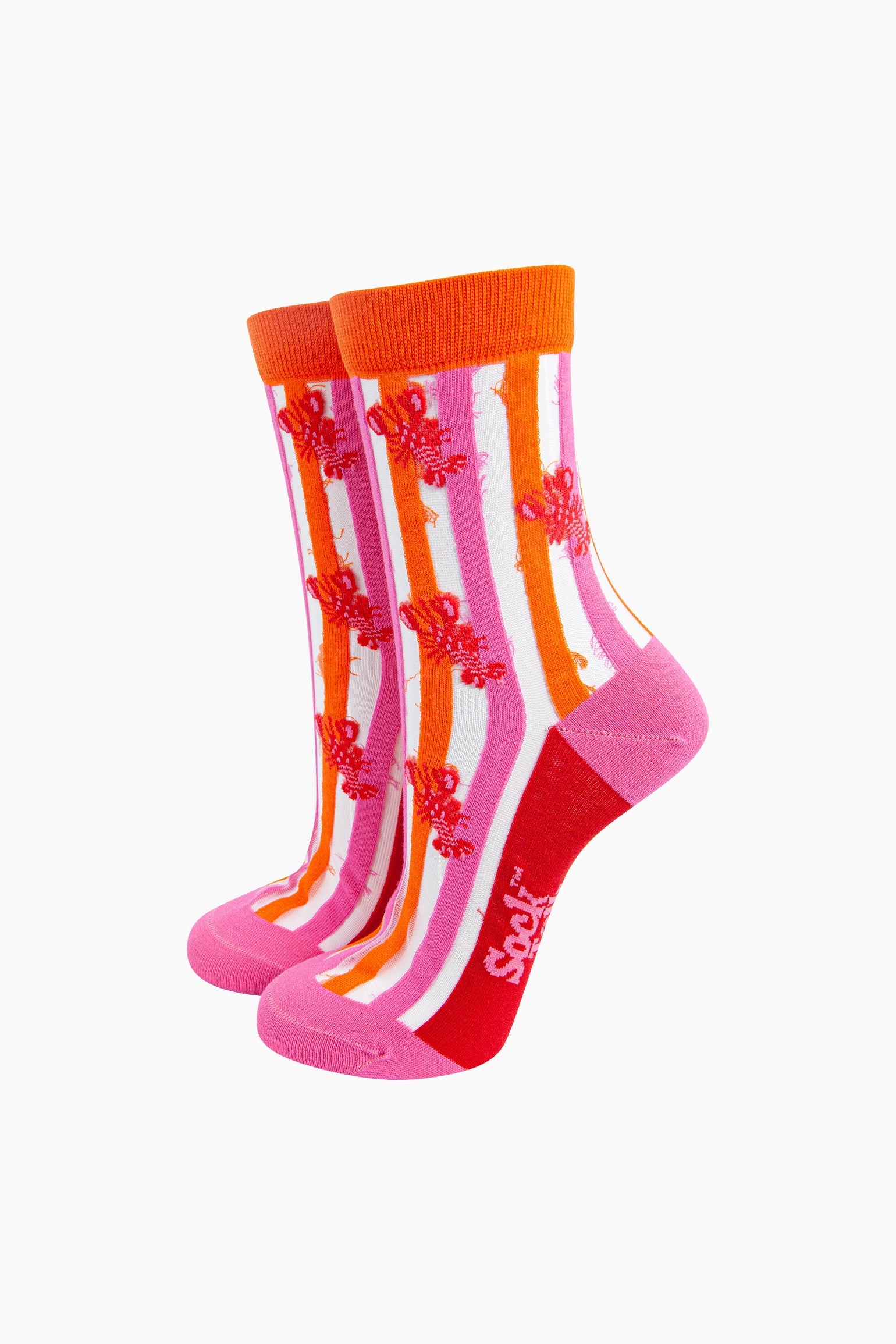 Lobster-Stripes-Combed-Cotton-Sheer-Pop-Socks-in-Pink-Red-Mannequin