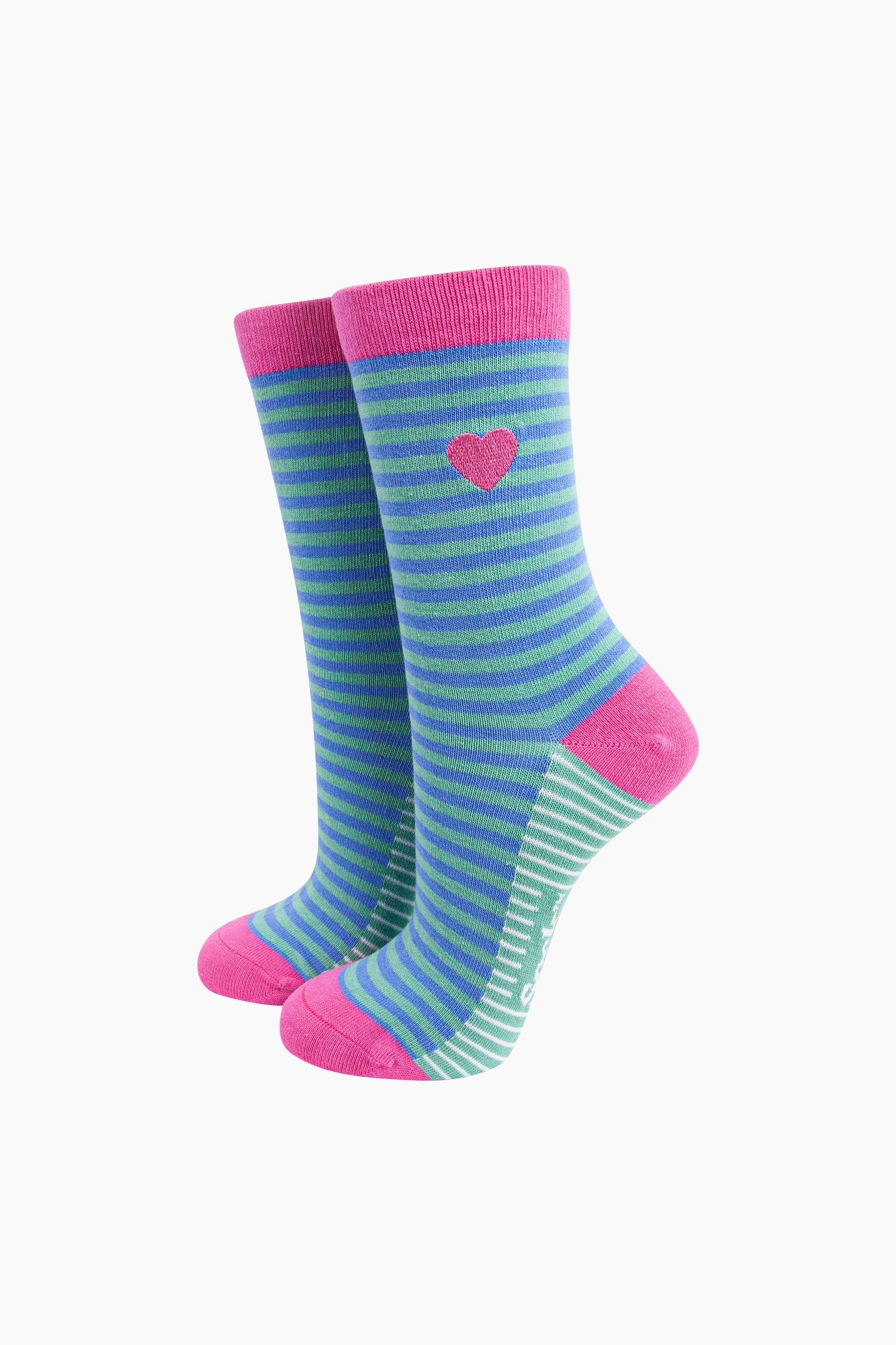 Embroidered-Heart-Striped-Combed-Cotton-Socks-in-Blue-Mannequin