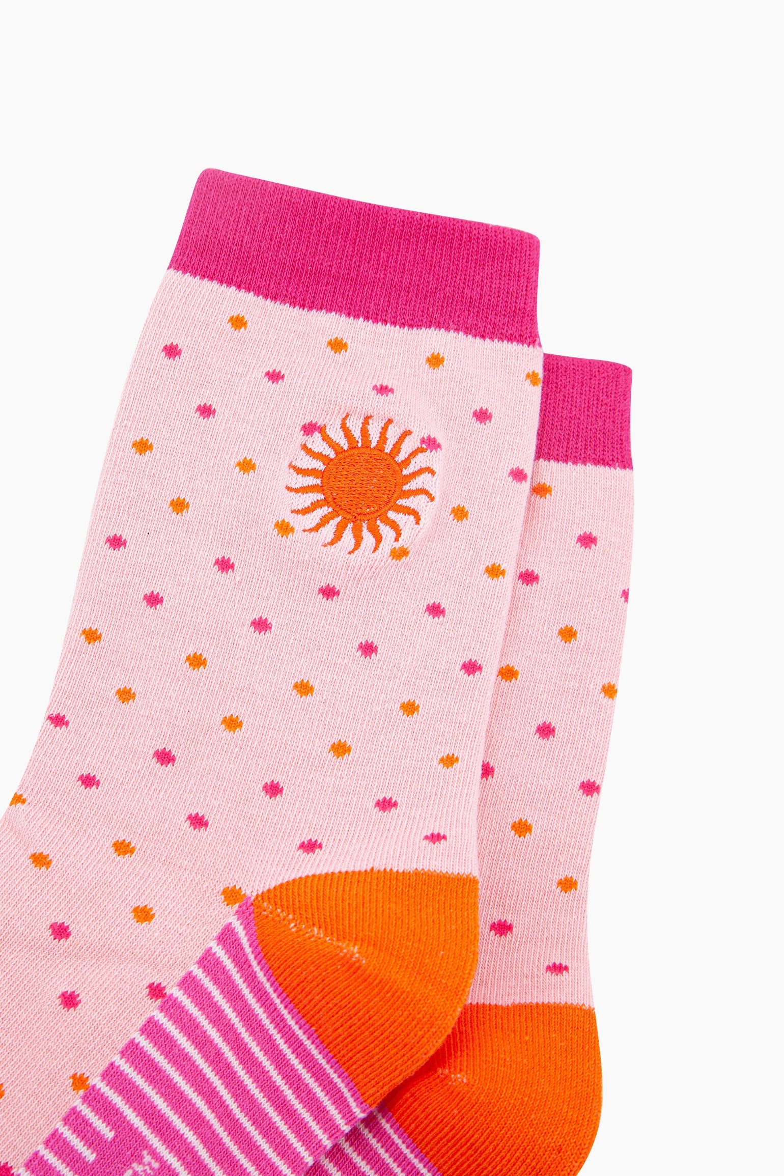 Embroidered-Sun-Spotted-Combed-Cotton-Socks-in-Pink-Closeup