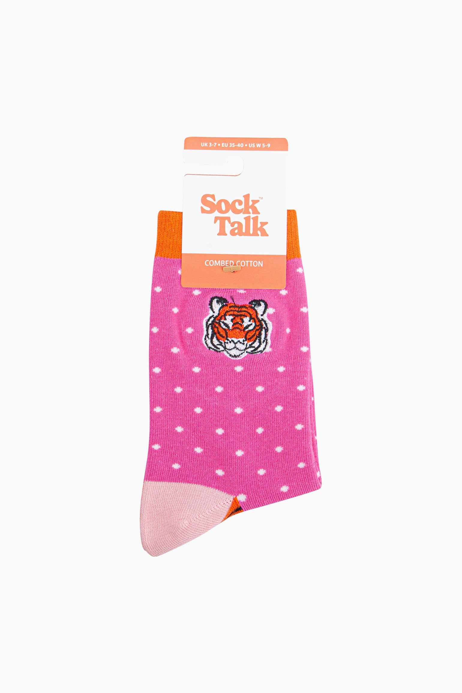 Embroidered-Tiger-Face-Combed-Cotton-Socks-in-Pink-In-Packaging