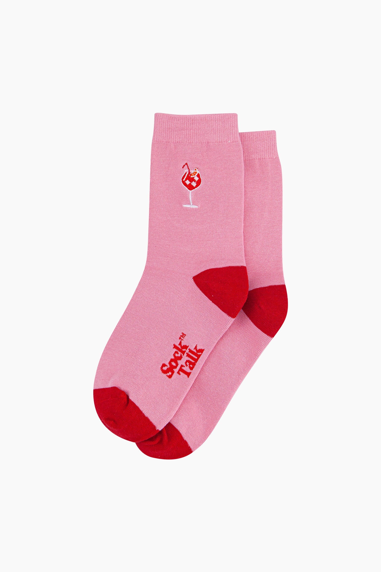 Embroidered-Aperitivo-Spritz-Combed-Cotton-Socks-in-Pink-Lying-Flat