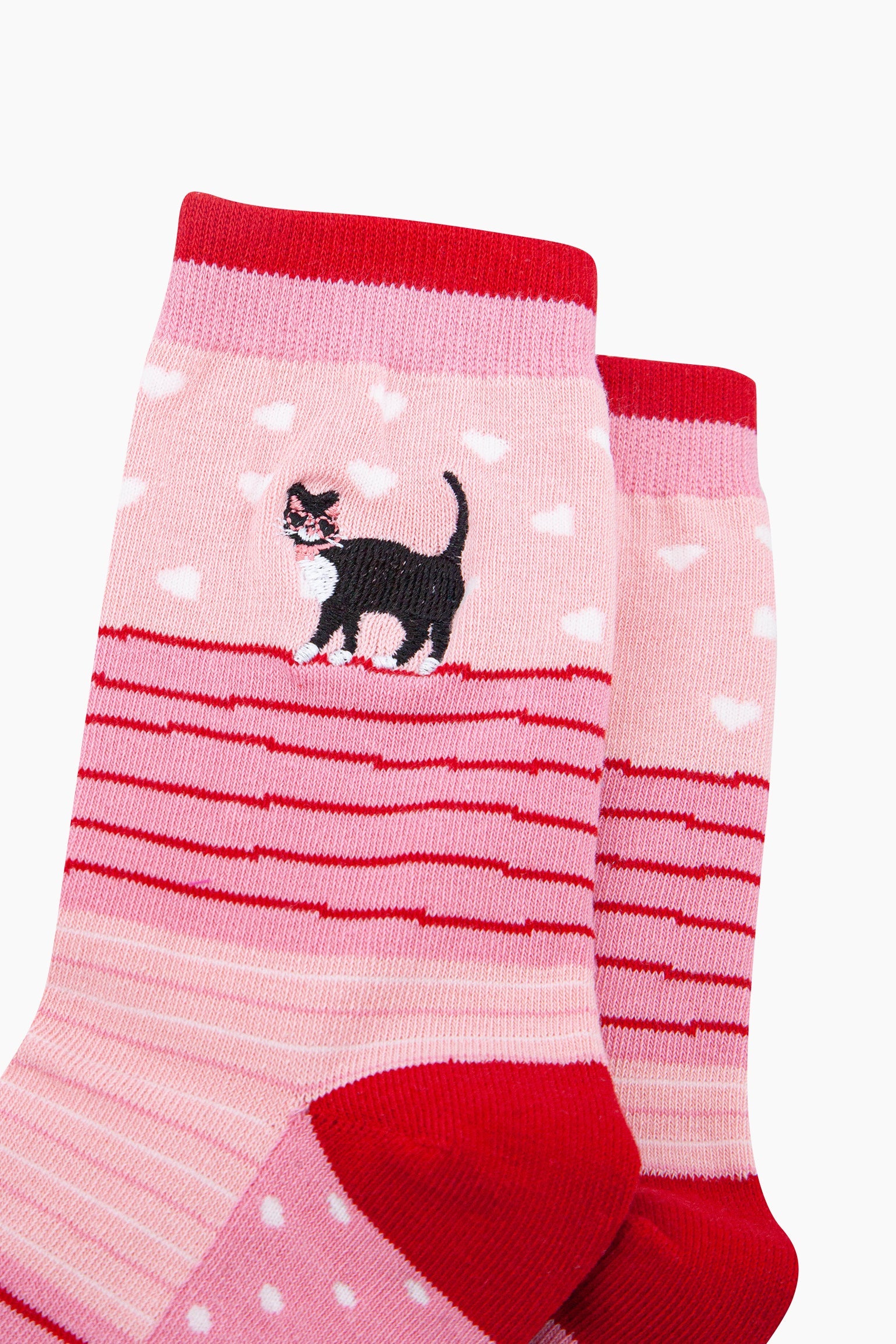 Embroidered-Cat-Combed-Cotton-Socks-in-Pink-closeup