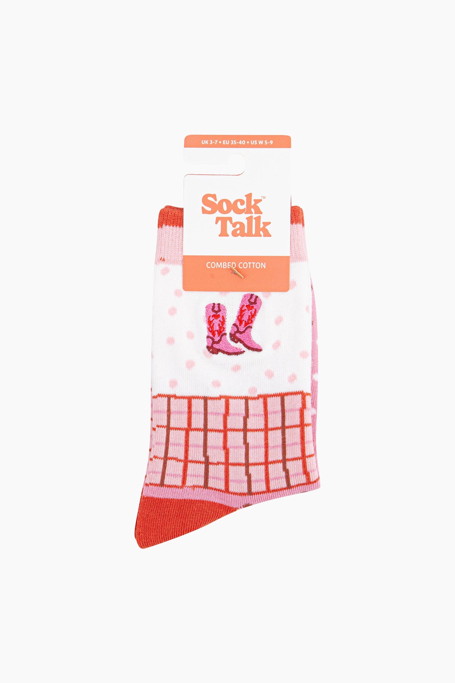 Embroidered-Cowboy-Boots-Combed-Cotton-Socks-in-Pink-in-packaging
