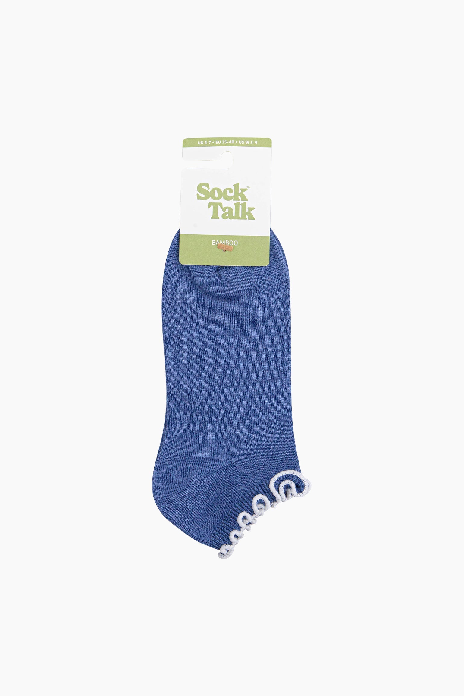 Frilly-Trim-Bamboo-Trainer-Socks-in-Blue-White-In-Packaging