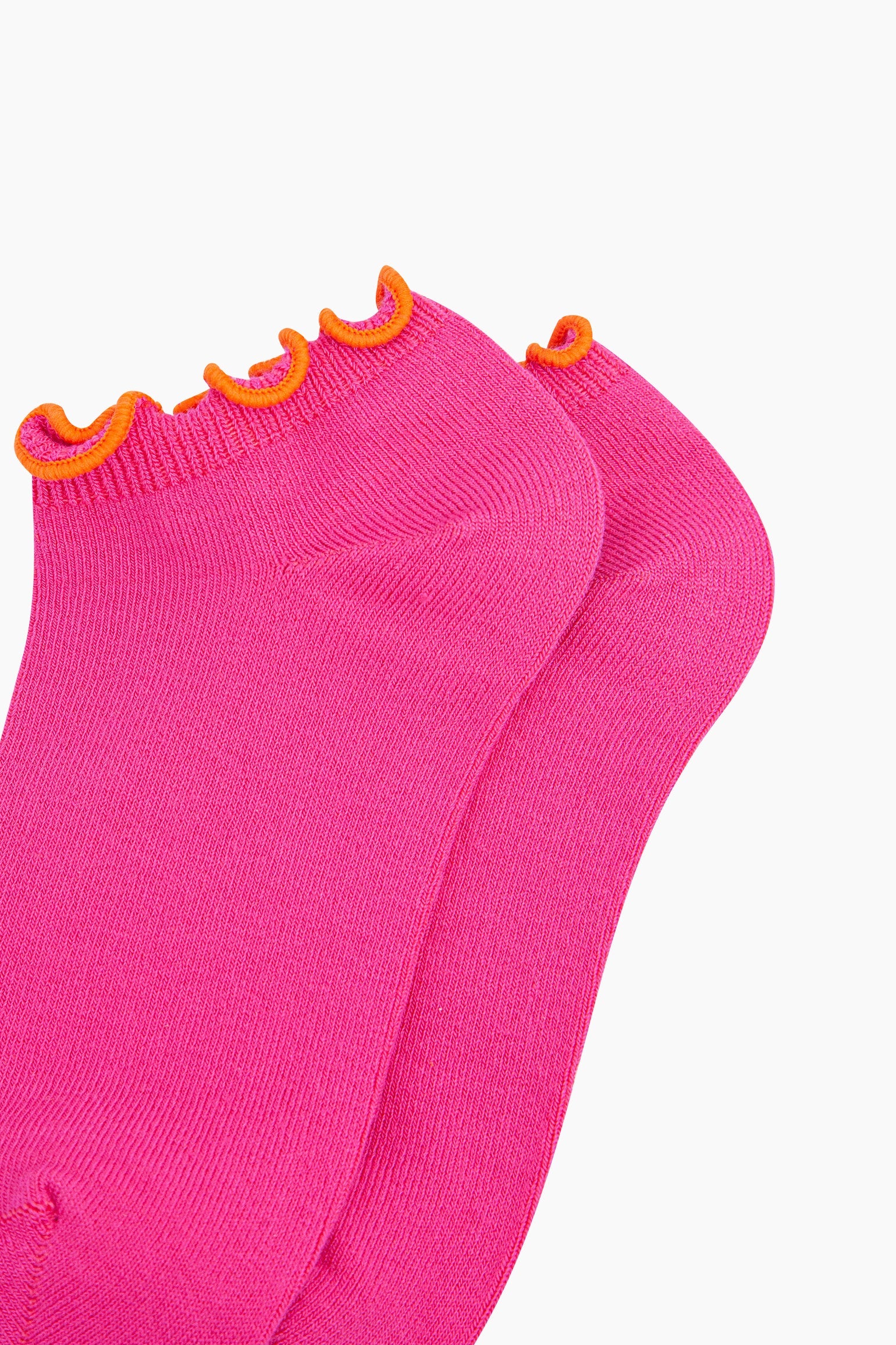 Frilly-Trim-Bamboo-Trainer-Socks-in-Pink-Orange-Closeup