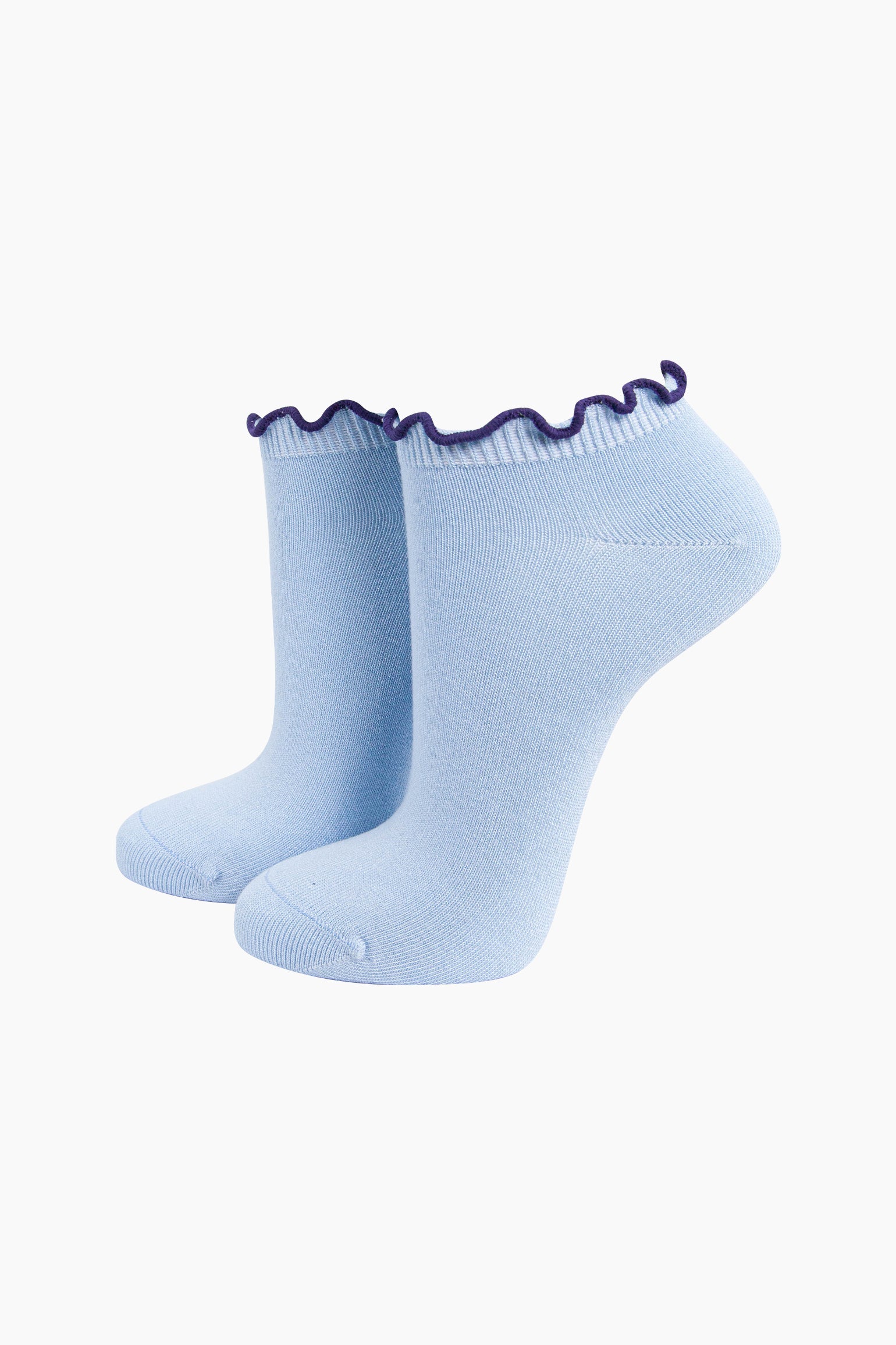 Frilly-Trim-Bamboo-Trainer-Socks-in-Blue-Navy-Mannequin