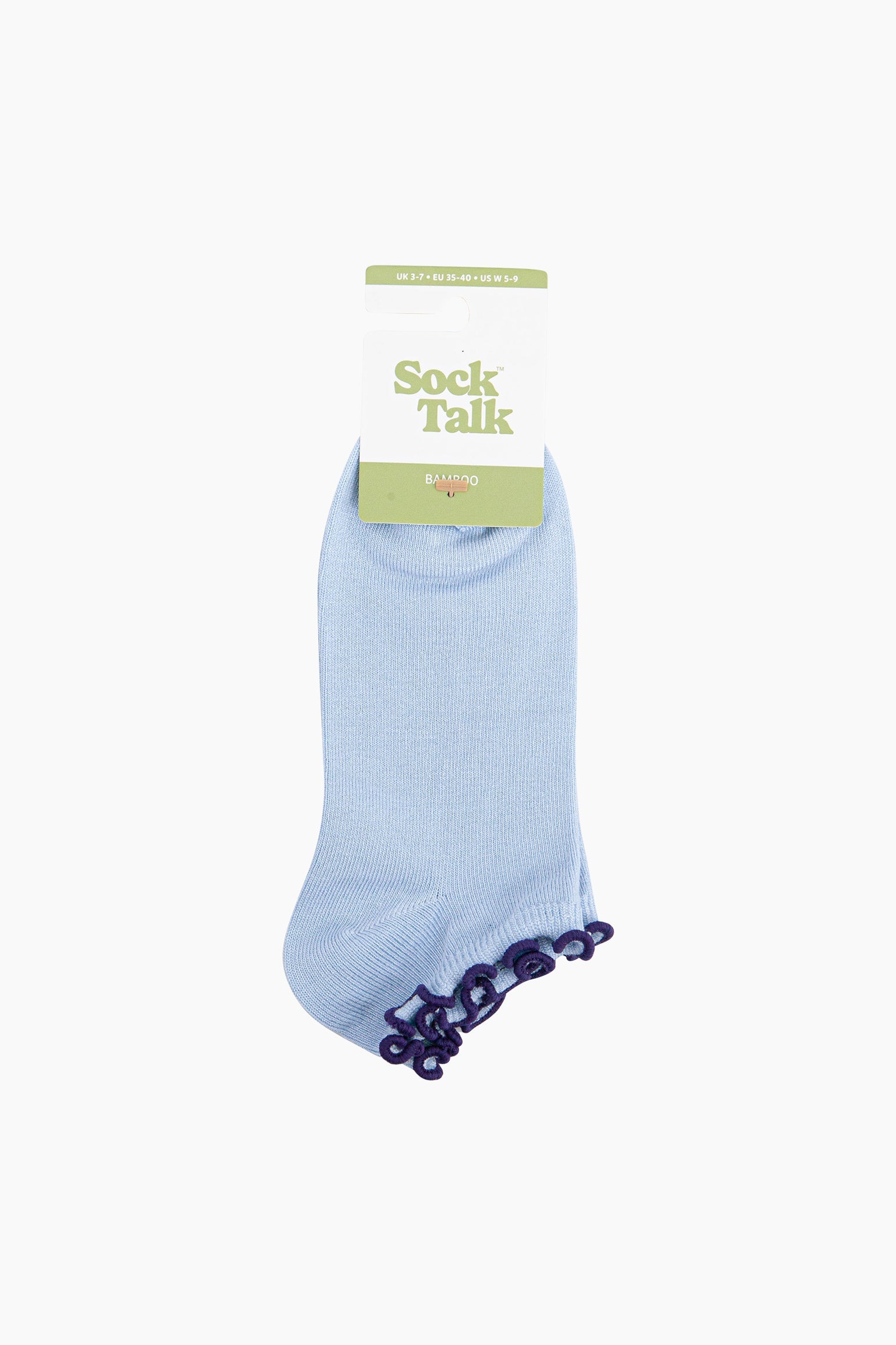 Frilly-Trim-Bamboo-Trainer-Socks-in-Blue-Navy-In-Packaging