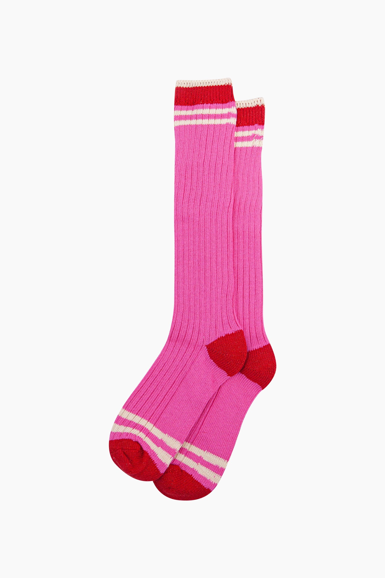 Striped-Combed-Cotton-Knee-High-Glitter-Socks-in-Pink-Red-flat-lay