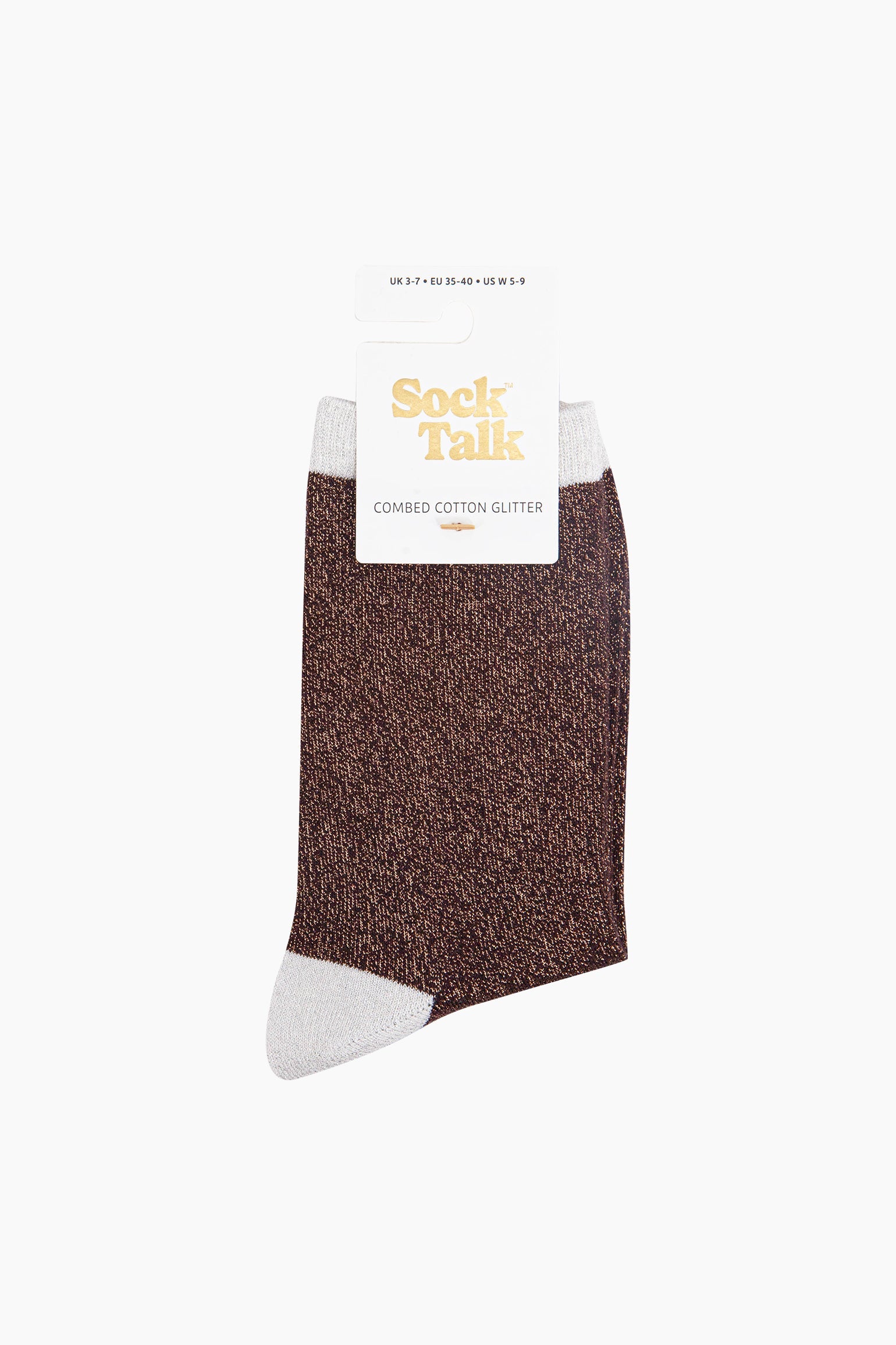 Polka-Dots-Combed-Cotton-Glitter-Socks-in-Chocolate-Brown-in-packaging